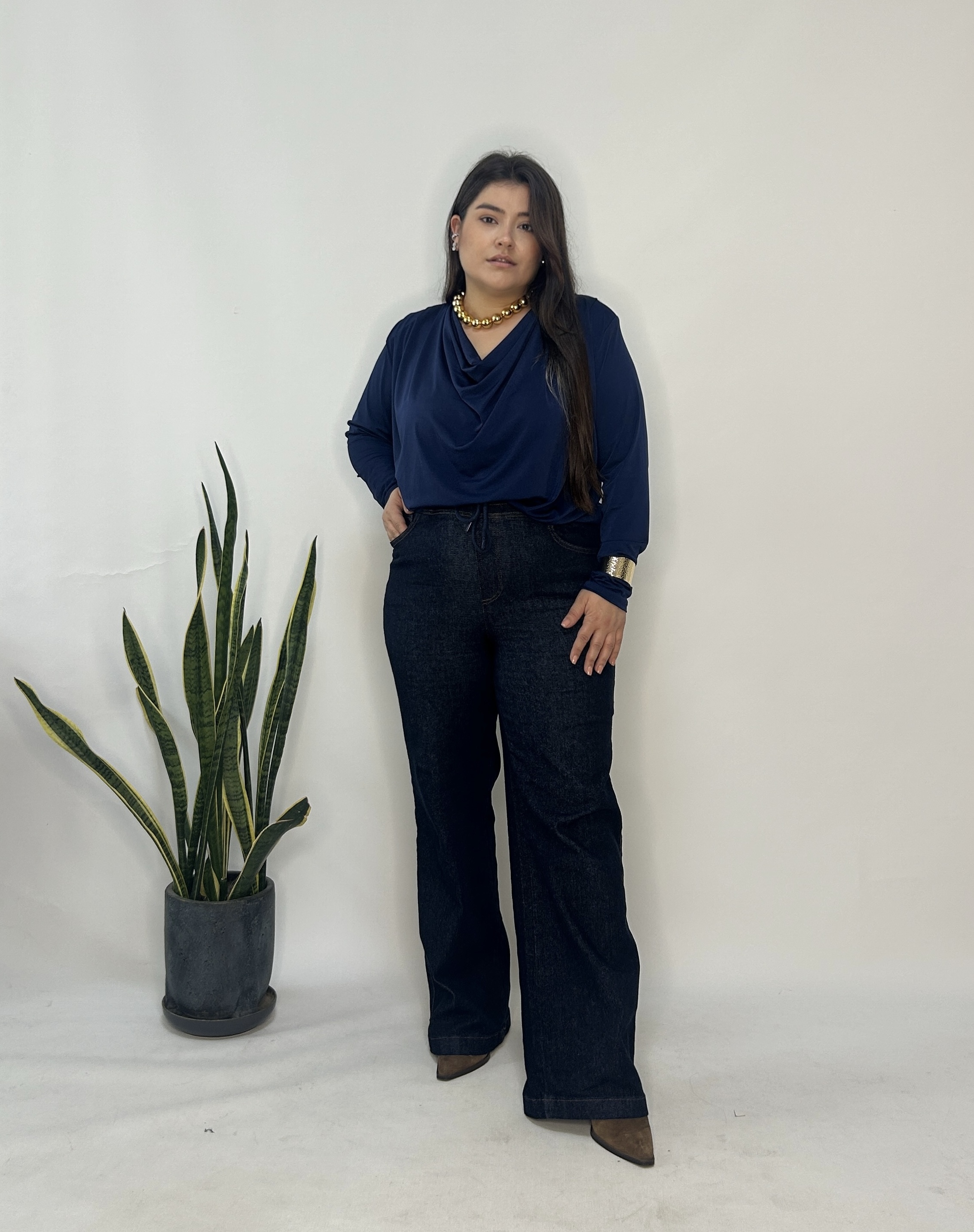 Lacivert Degaje Bluz