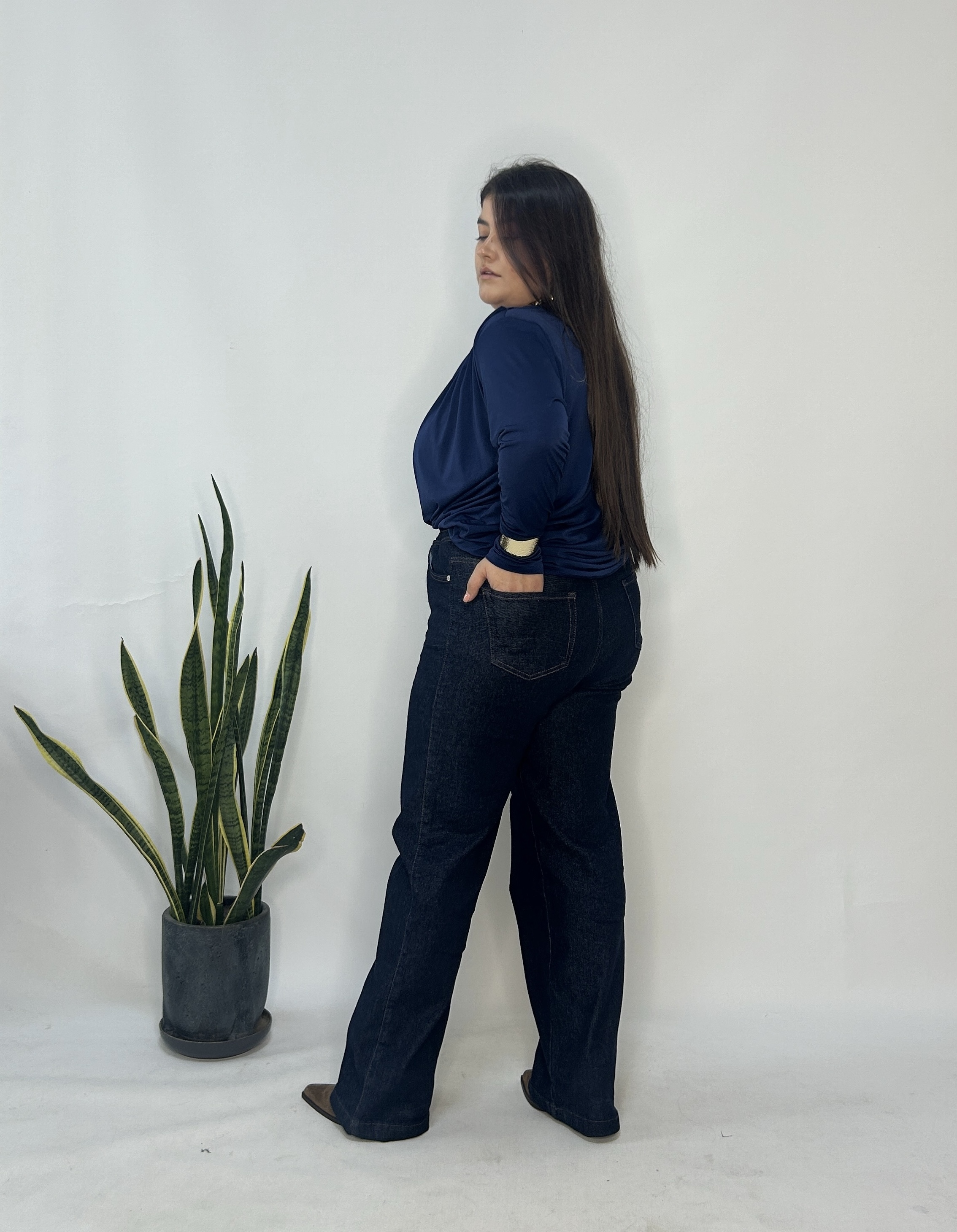 Lacivert Degaje Bluz