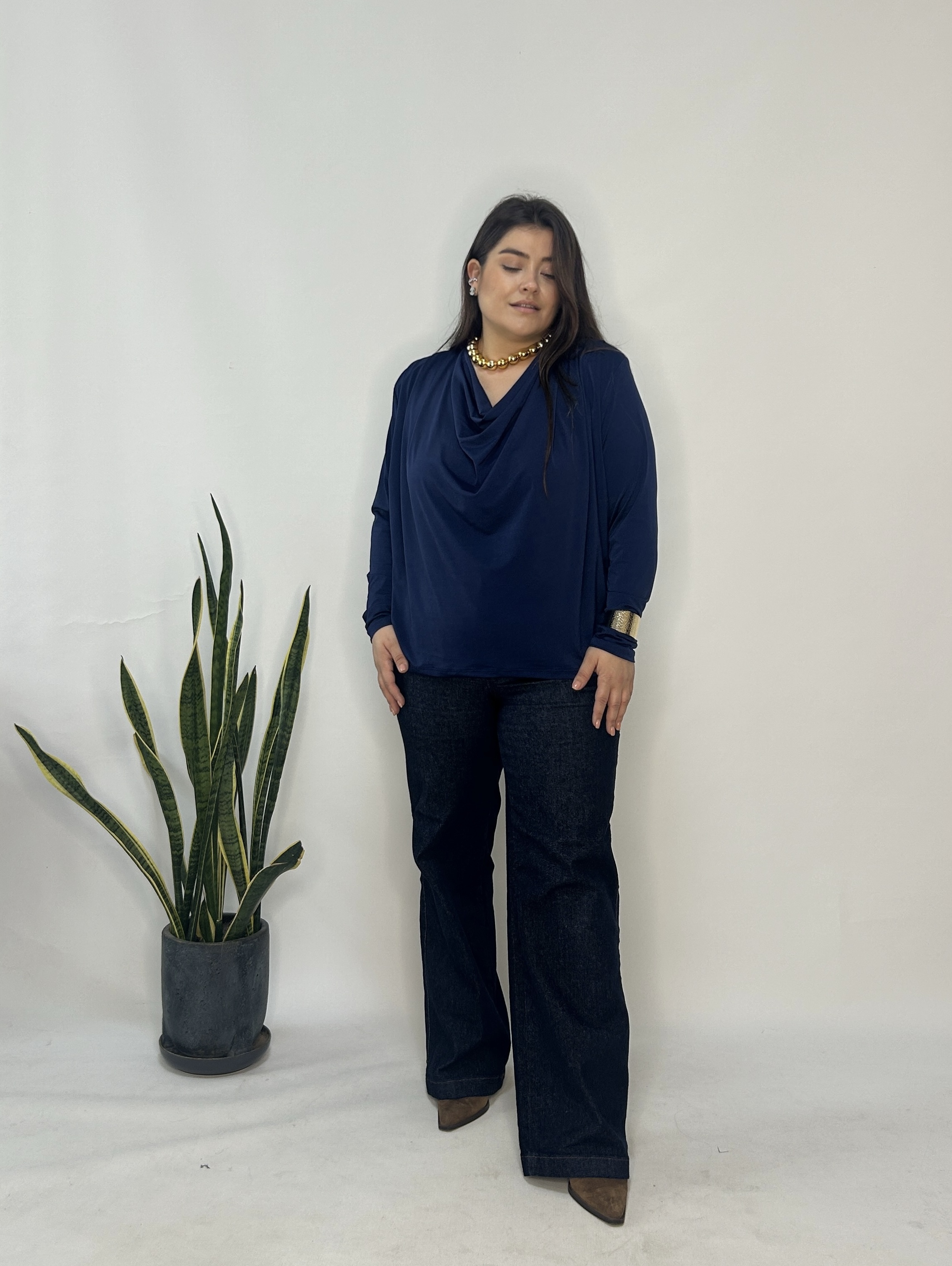 Lacivert Degaje Bluz