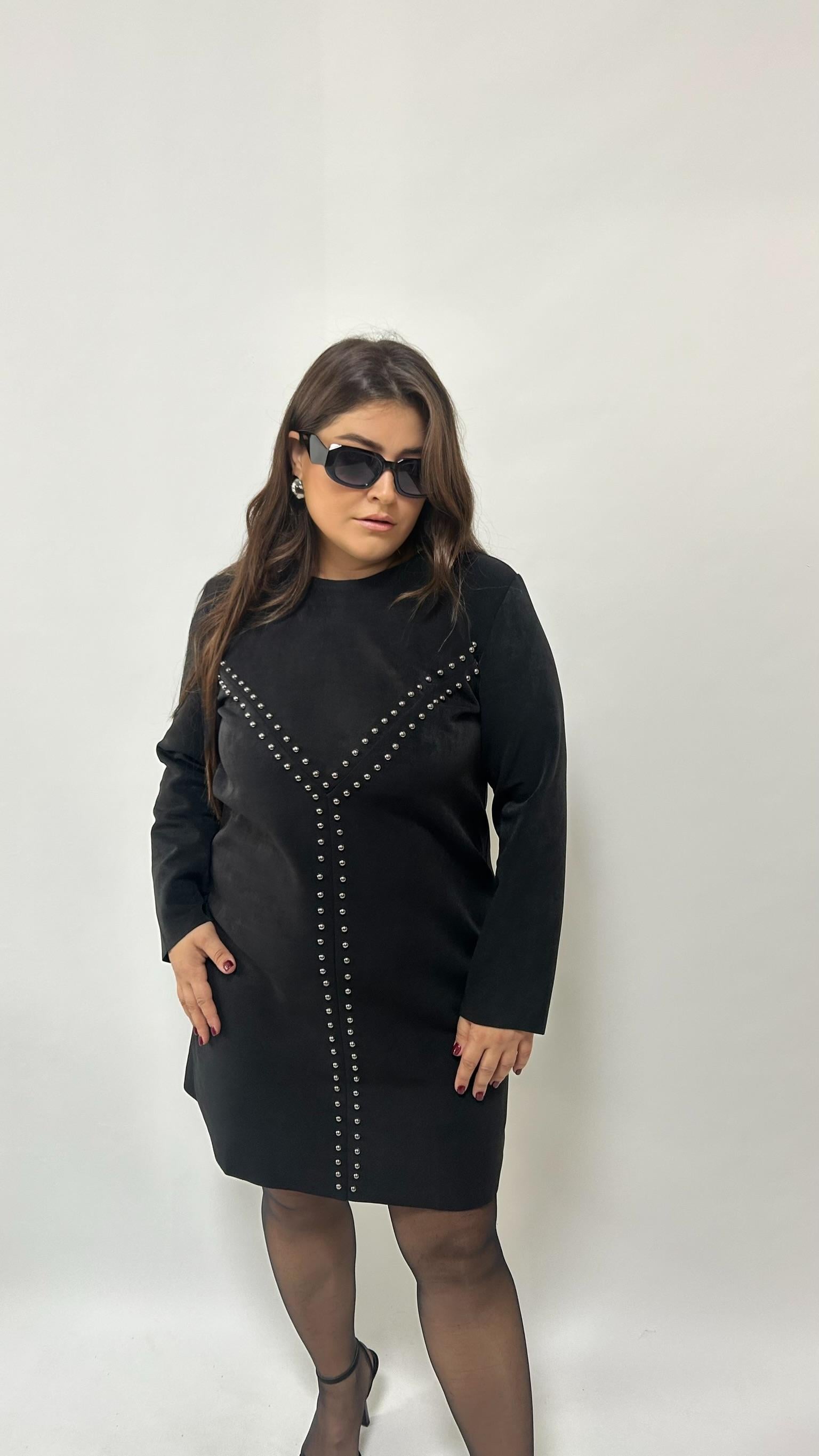 Nubuk Zımba Detay Elbise 