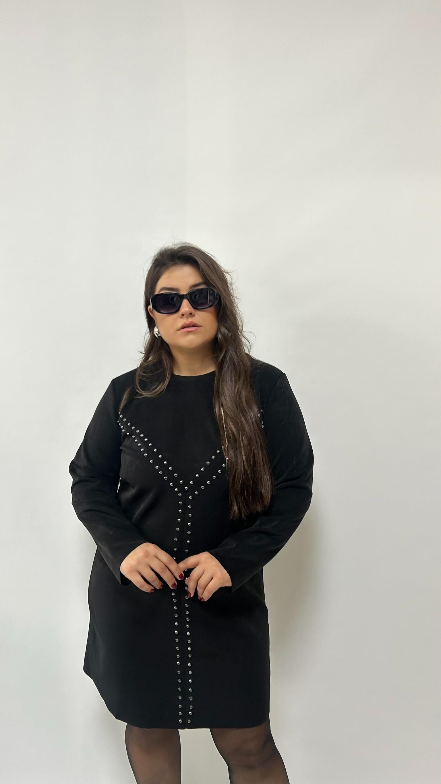 Nubuk Zımba Detay Elbise 