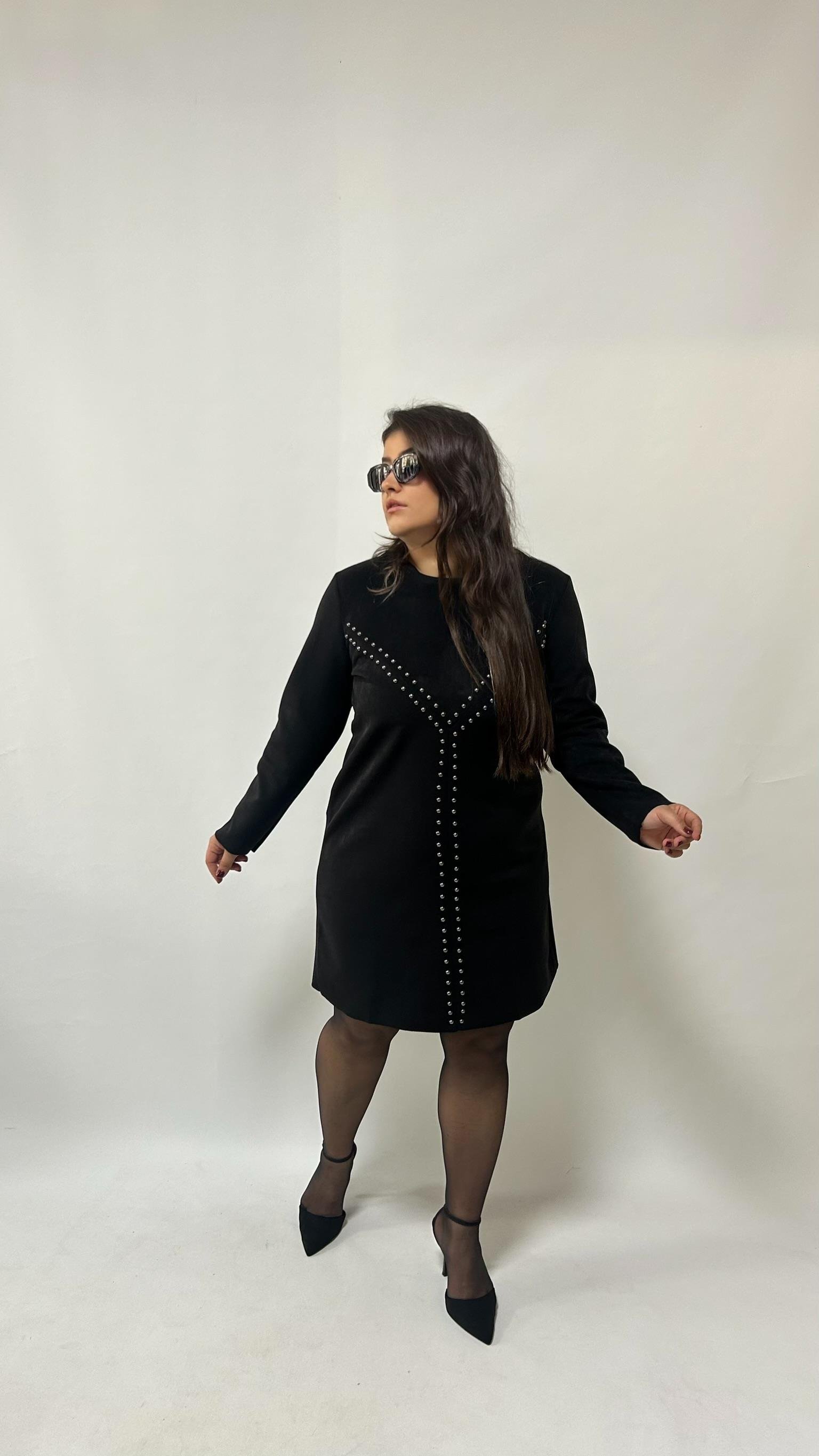 Nubuk Zımba Detay Elbise 