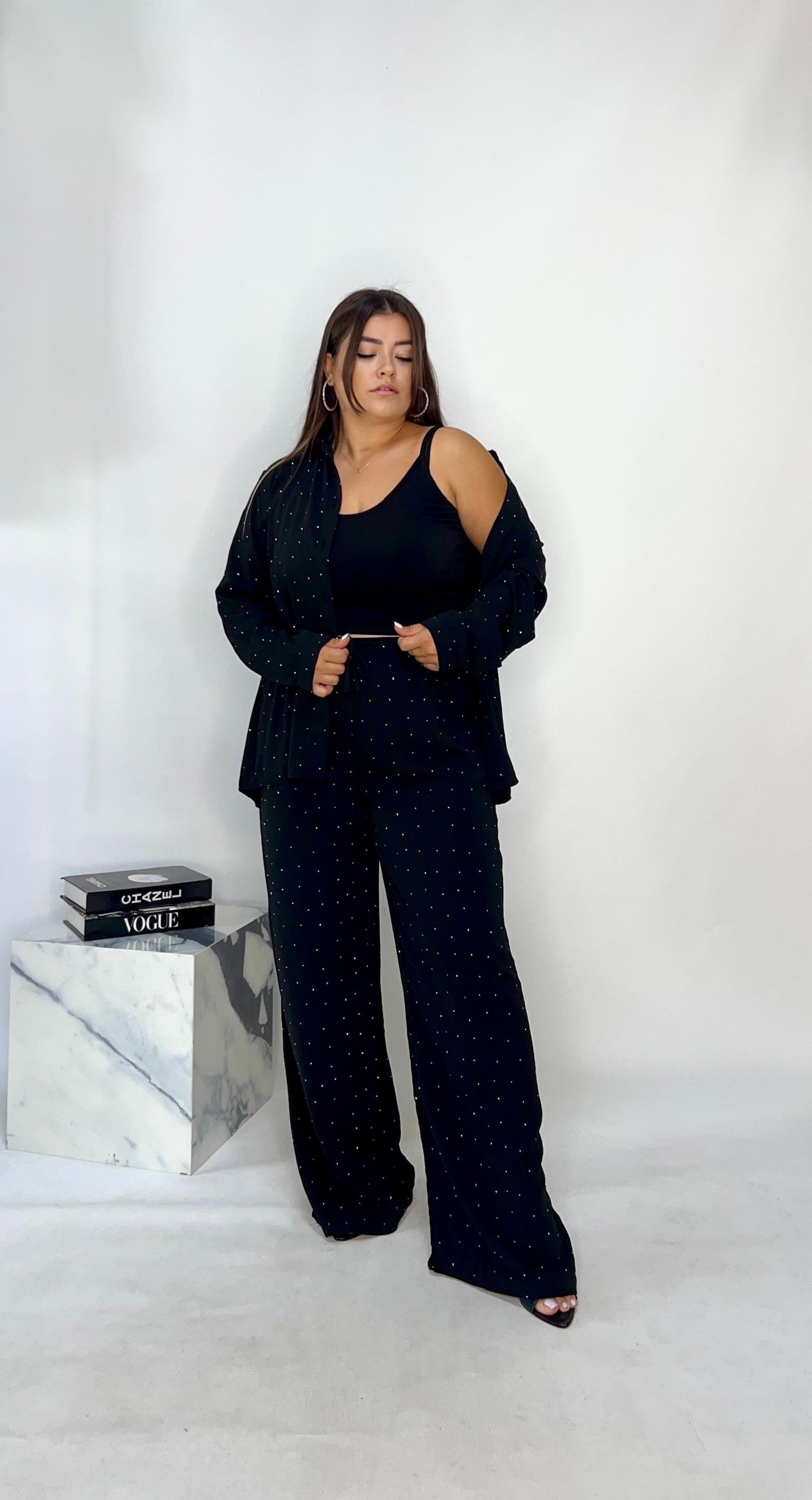 Premium Taşlı Palazzo Pantolon 