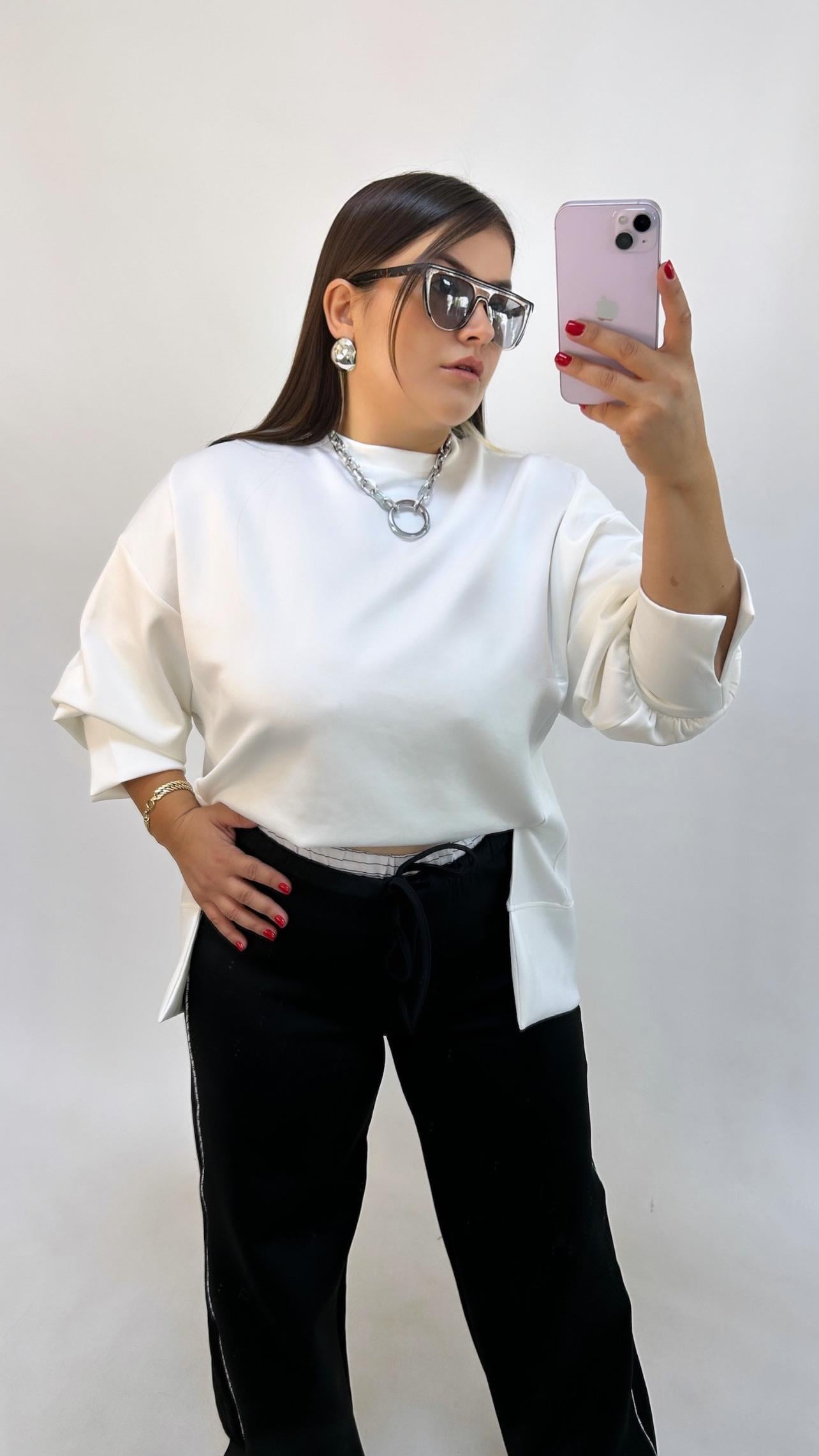 Scuba Kumaş Yırtmaçlı Sweatshirt