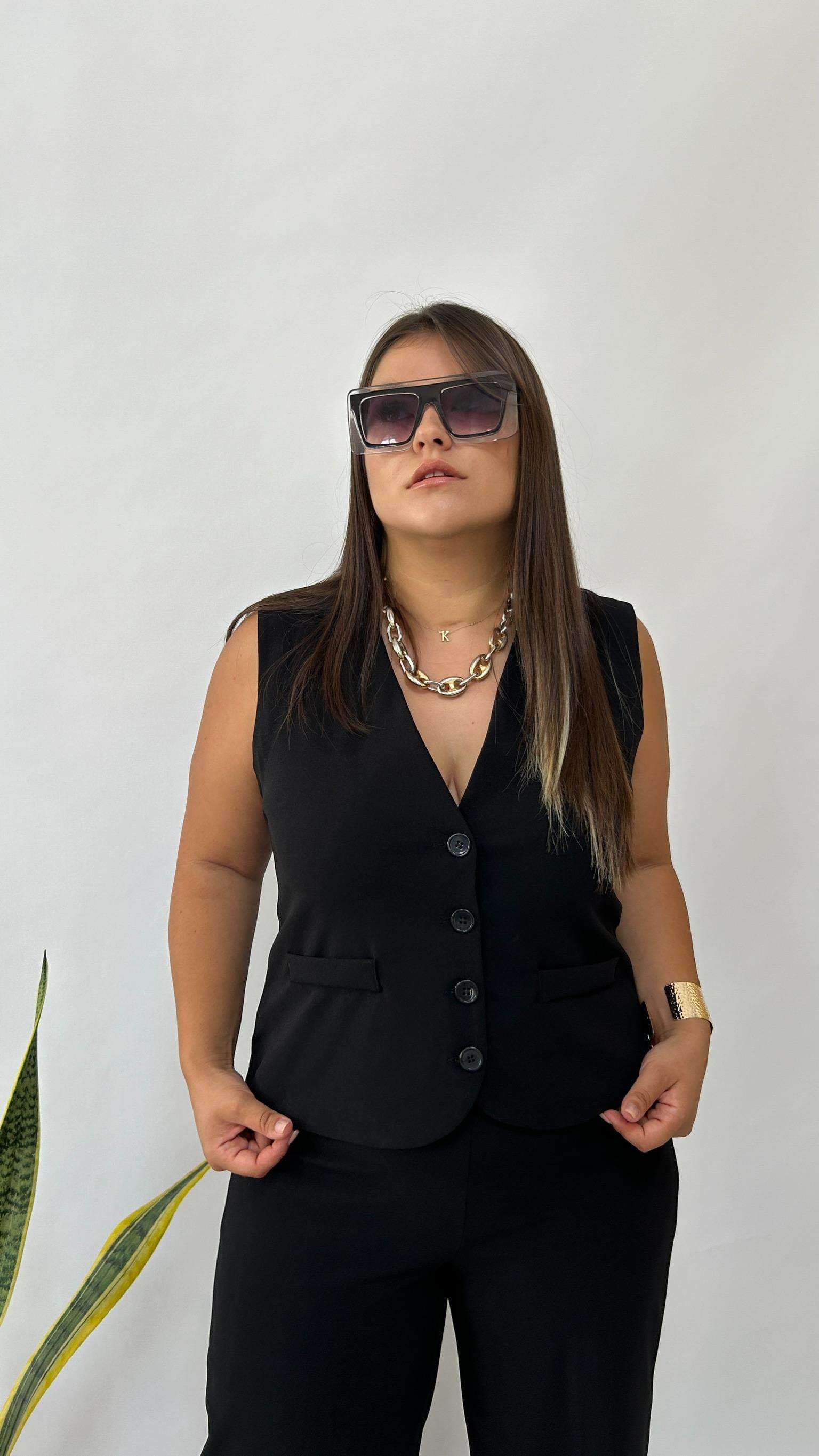 Sihirli Önden Düğmeli V Yaka Yelek 