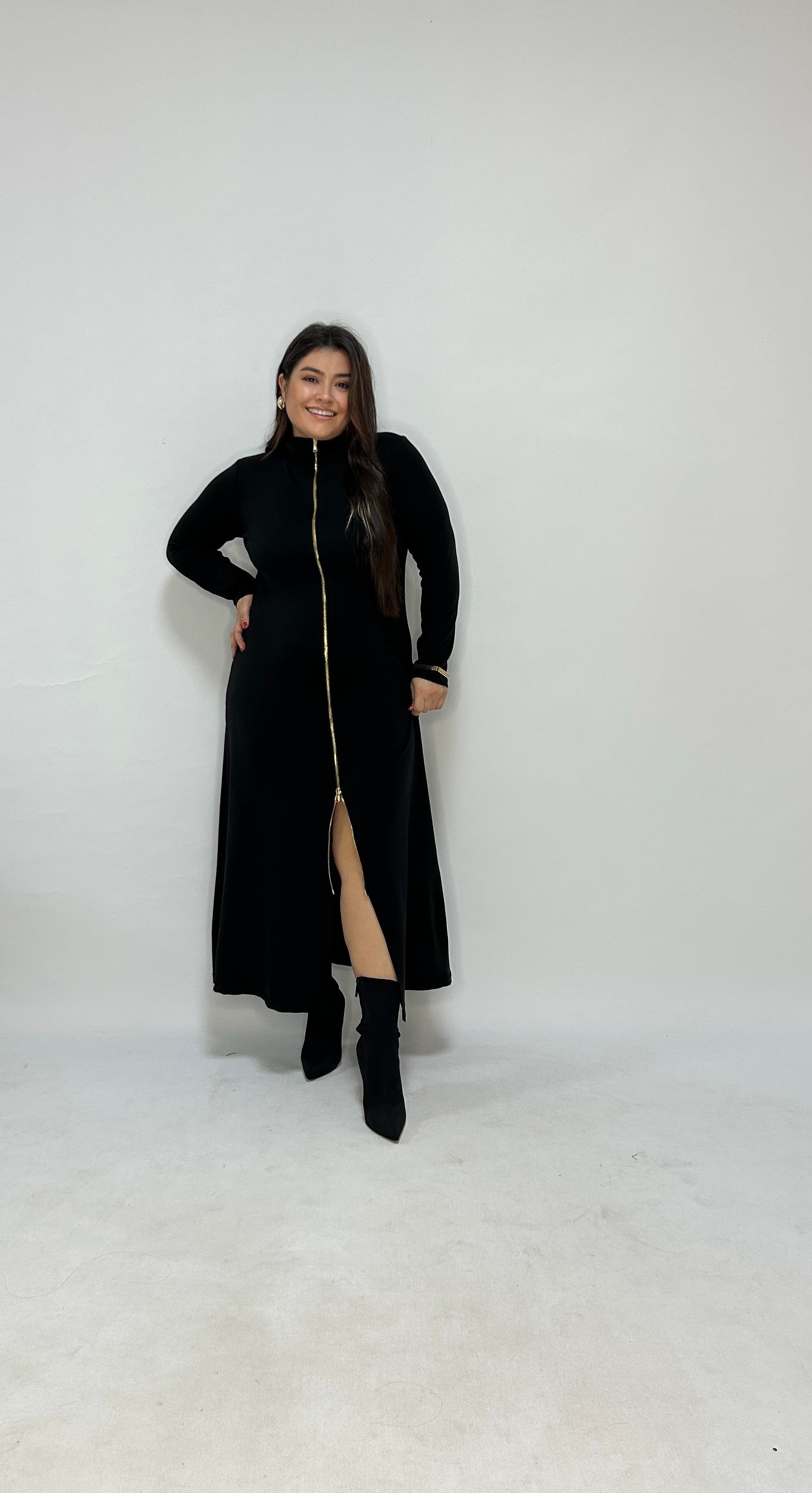 Siyah Fermuarlı Elbise