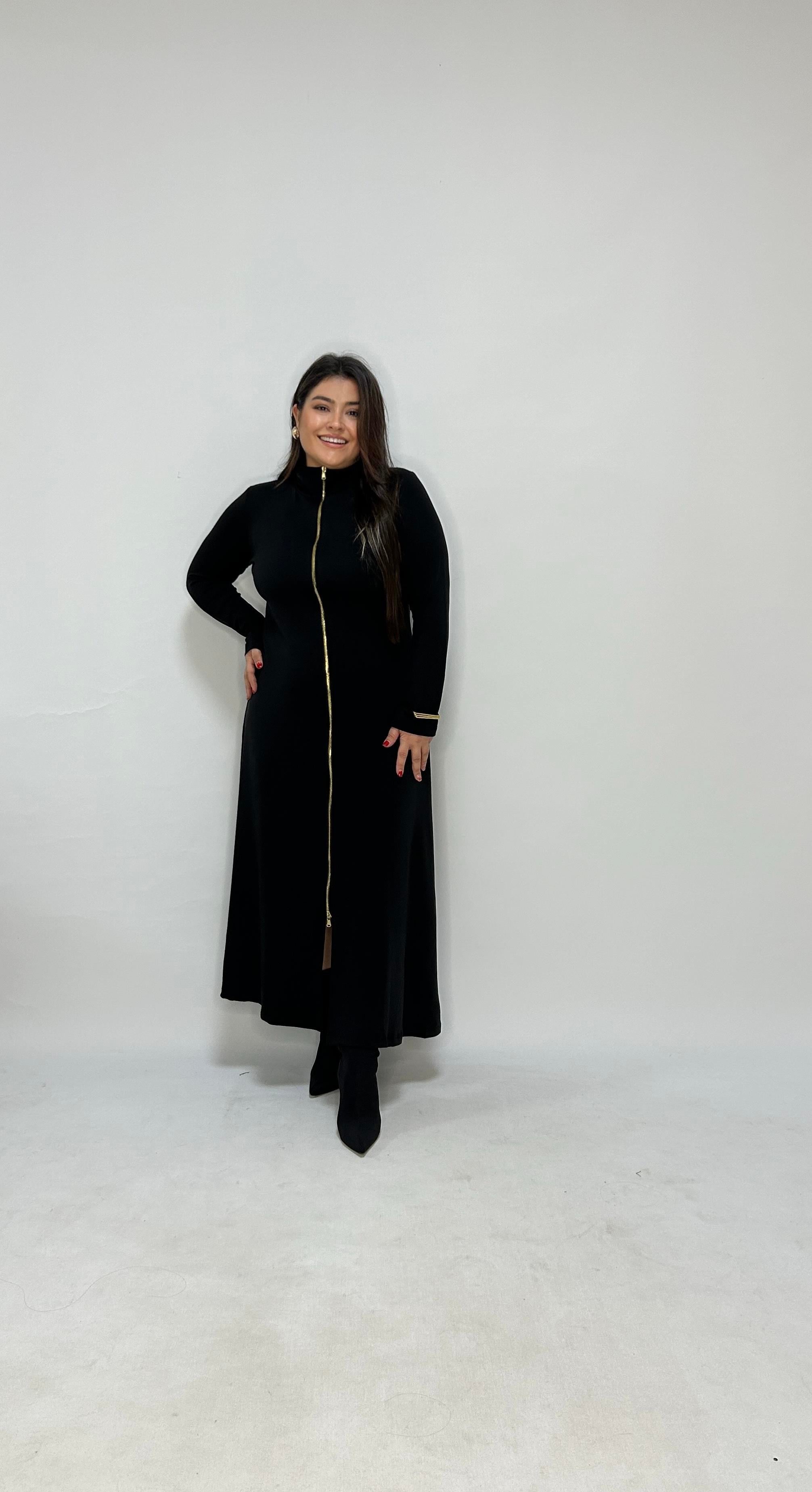 Siyah Fermuarlı Elbise