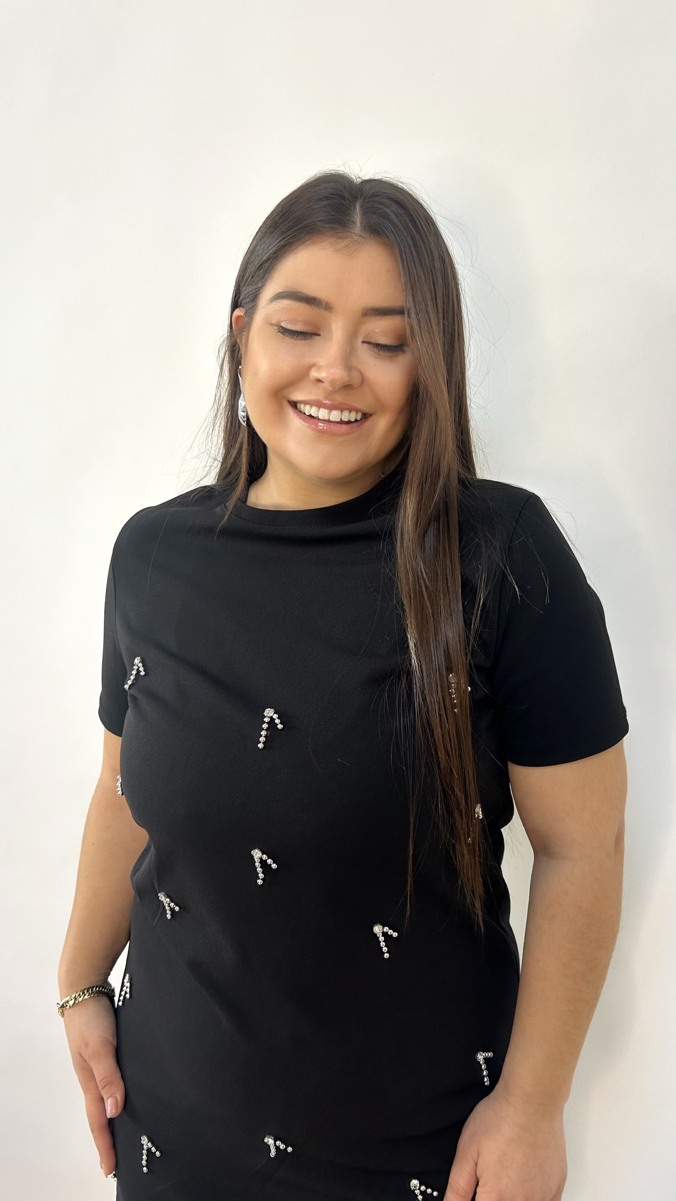 Siyah Taşlı Elbise