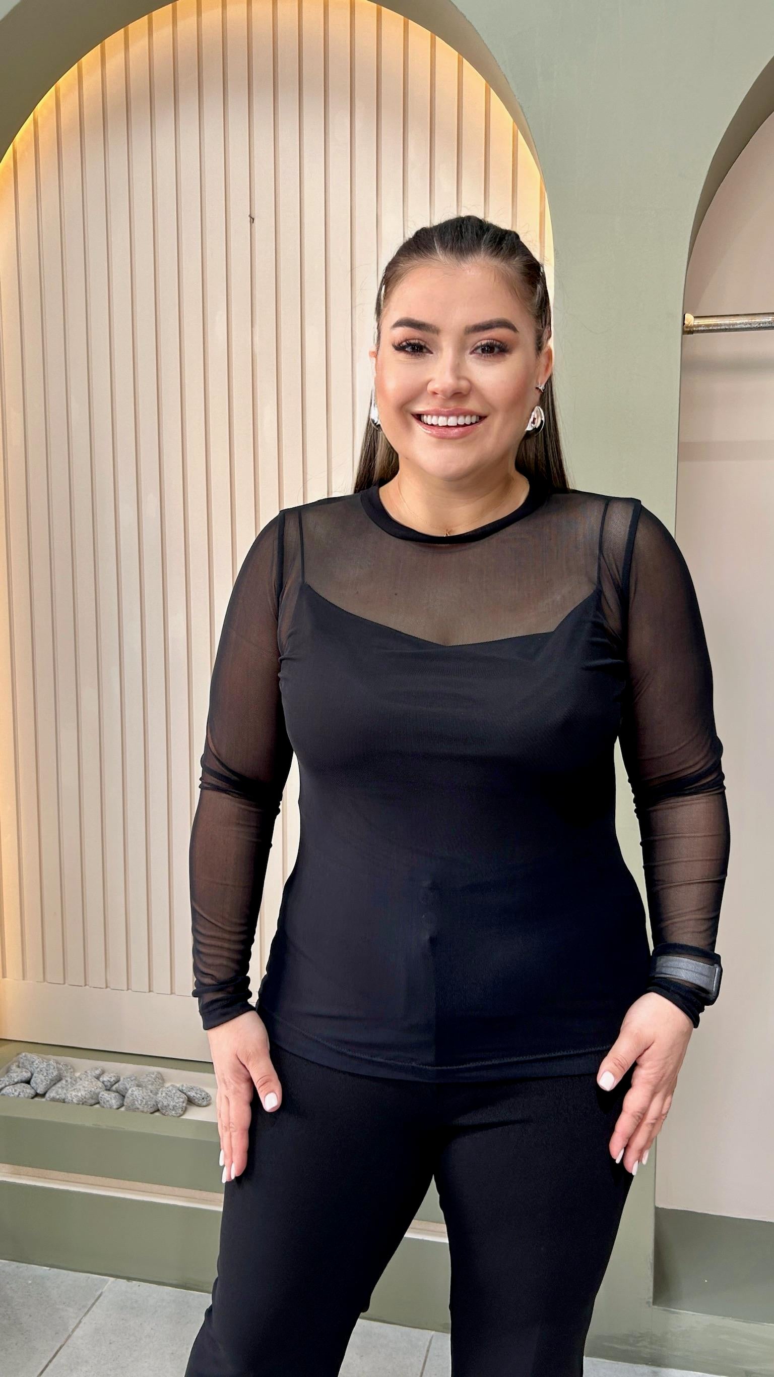 Siyah Tül Bluz 