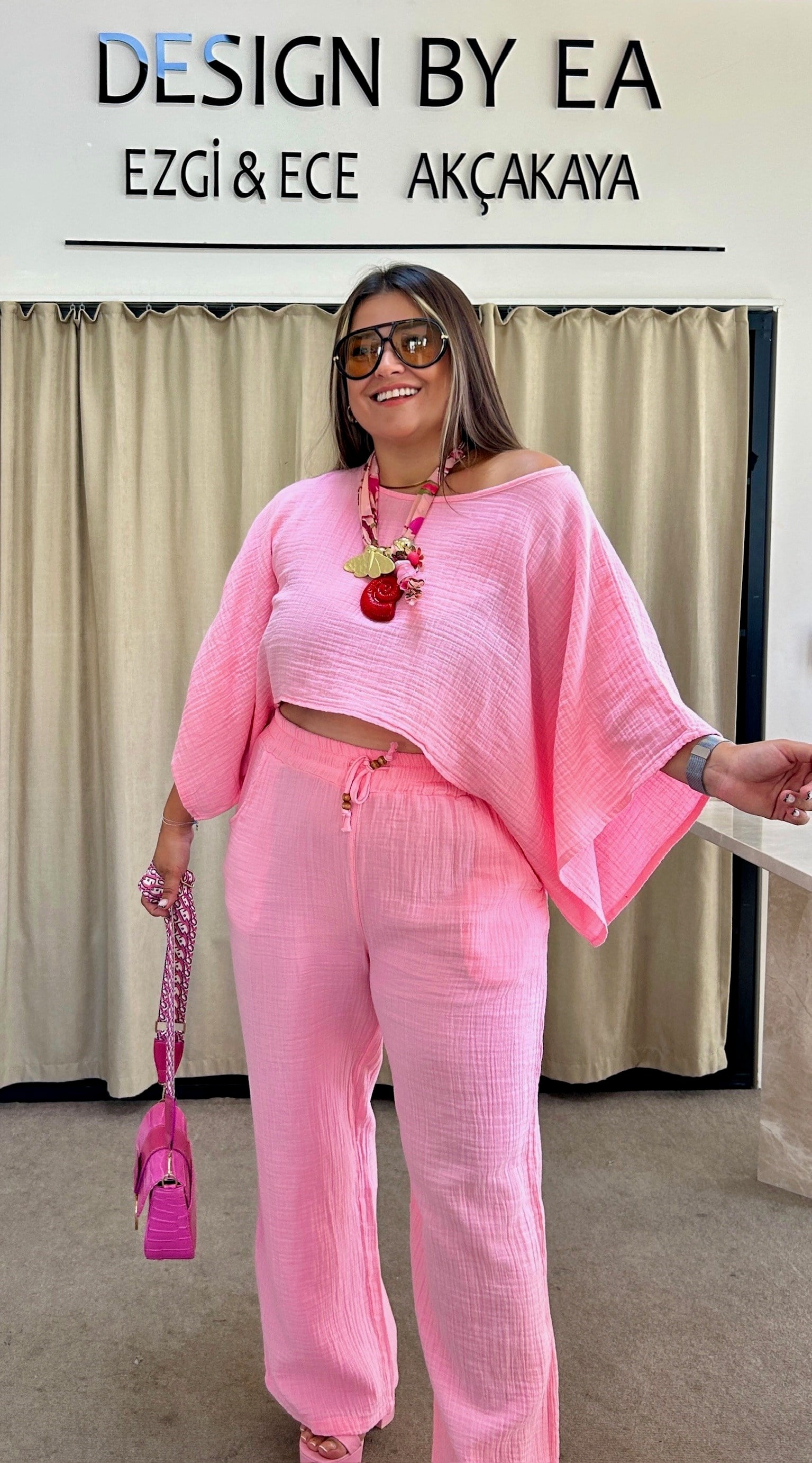 YP26151- Pembe Müslin Pantolon
