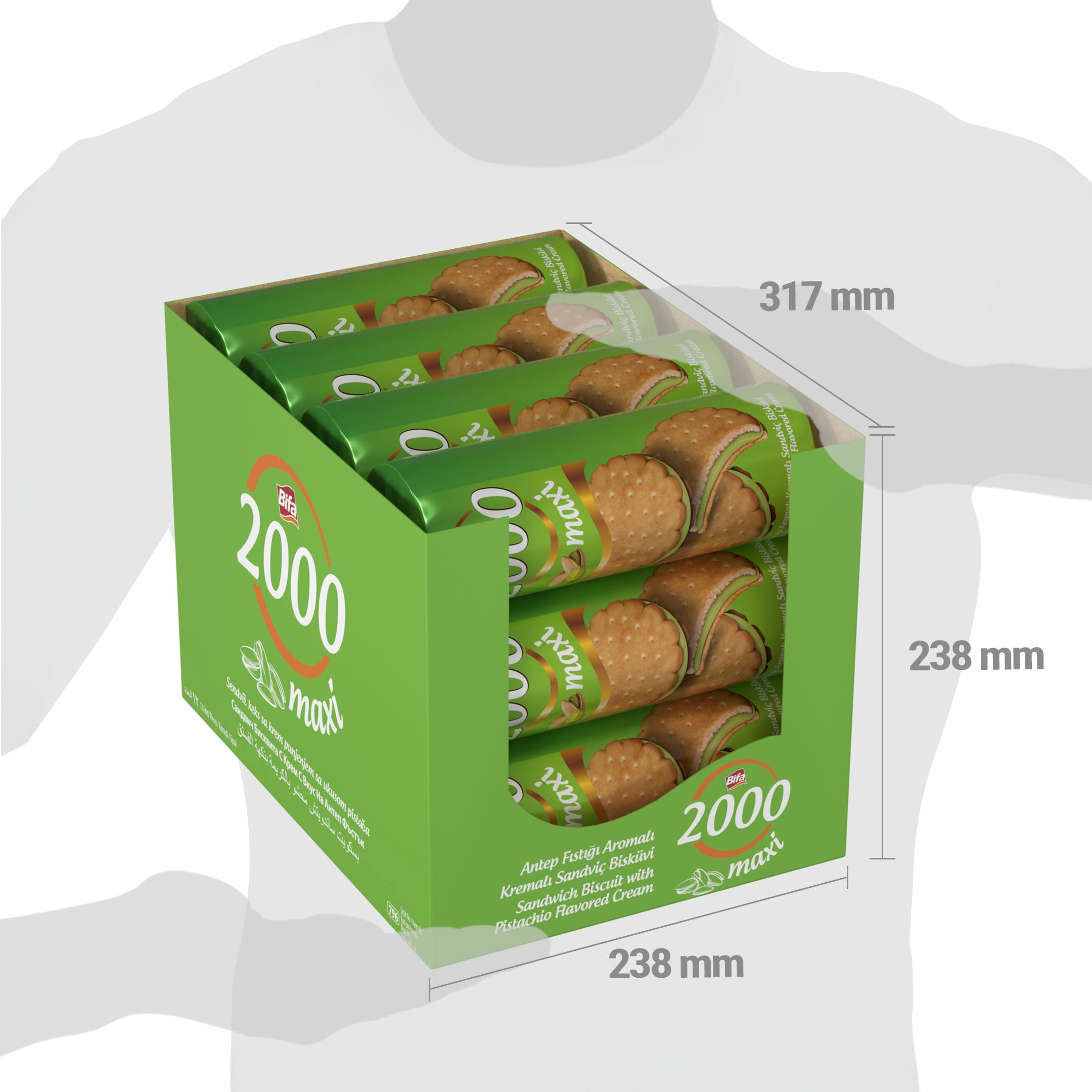 Bifa 2000 Antep Fıstıklı Kremalı Sandviç Bisküvi 500gr x 12 Adet
