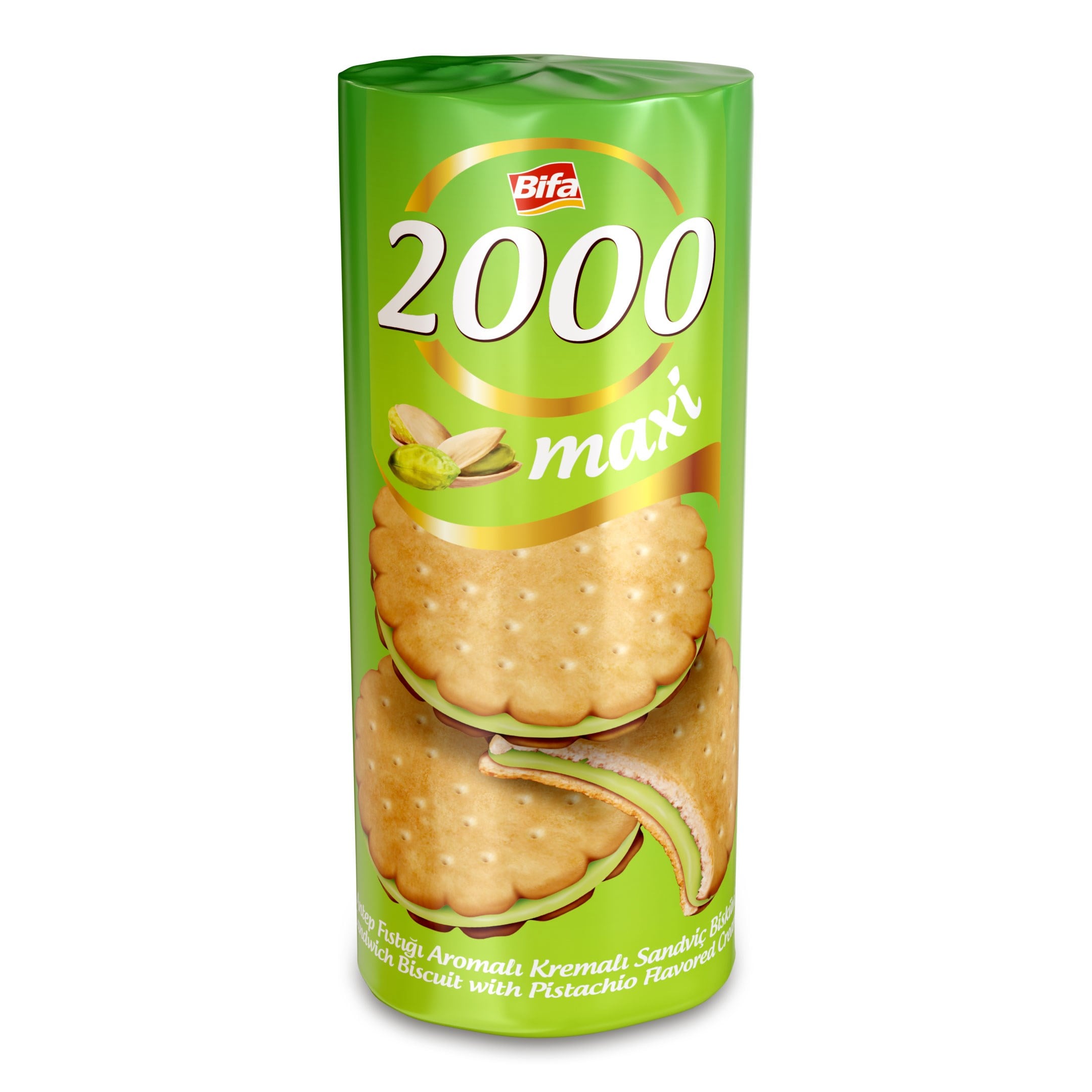Bifa 2000 Antep Fıstıklı Kremalı Sandviç Bisküvi 500gr x 12 Adet