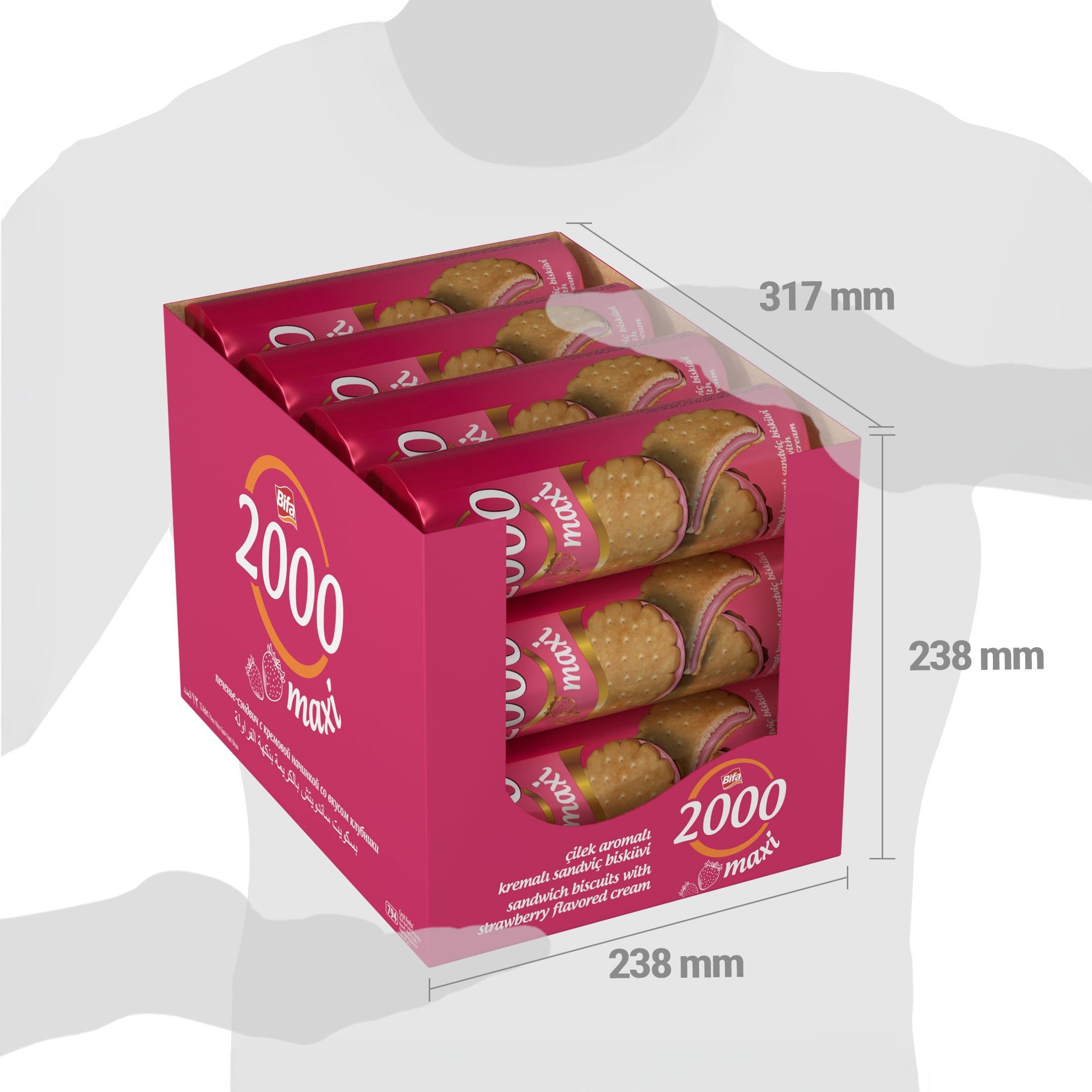 Bifa 2000 Çilekli Kremalı Sandviç Bisküvi 500gr x 12 Adet