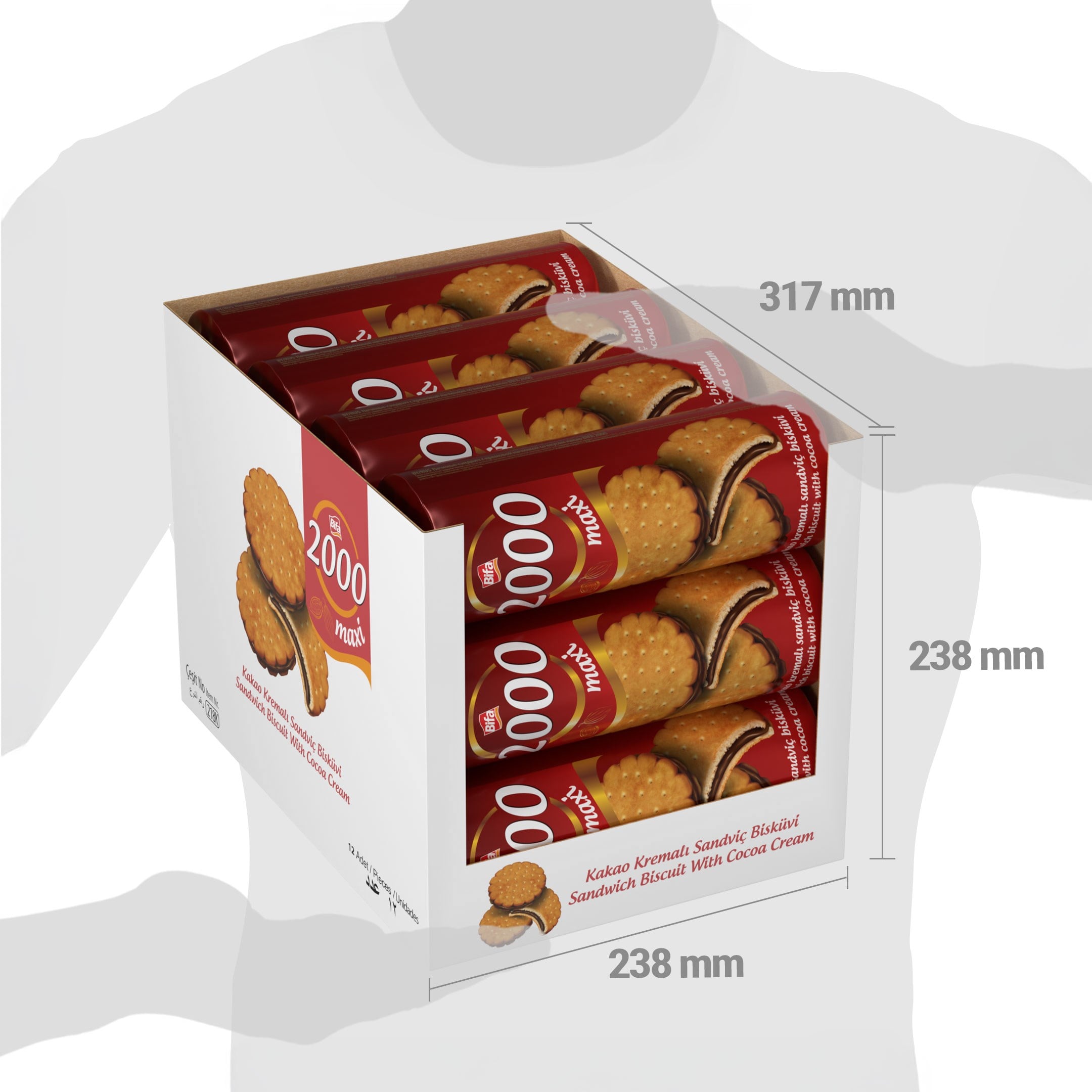 Bifa 2000 Kakaolu Kremalı Sandviç Bisküvi 500 gr x 12 Adet