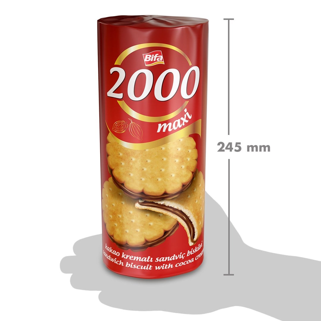 Bifa 2000 Kakaolu Kremalı Sandviç Bisküvi 500 gr x 12 Adet