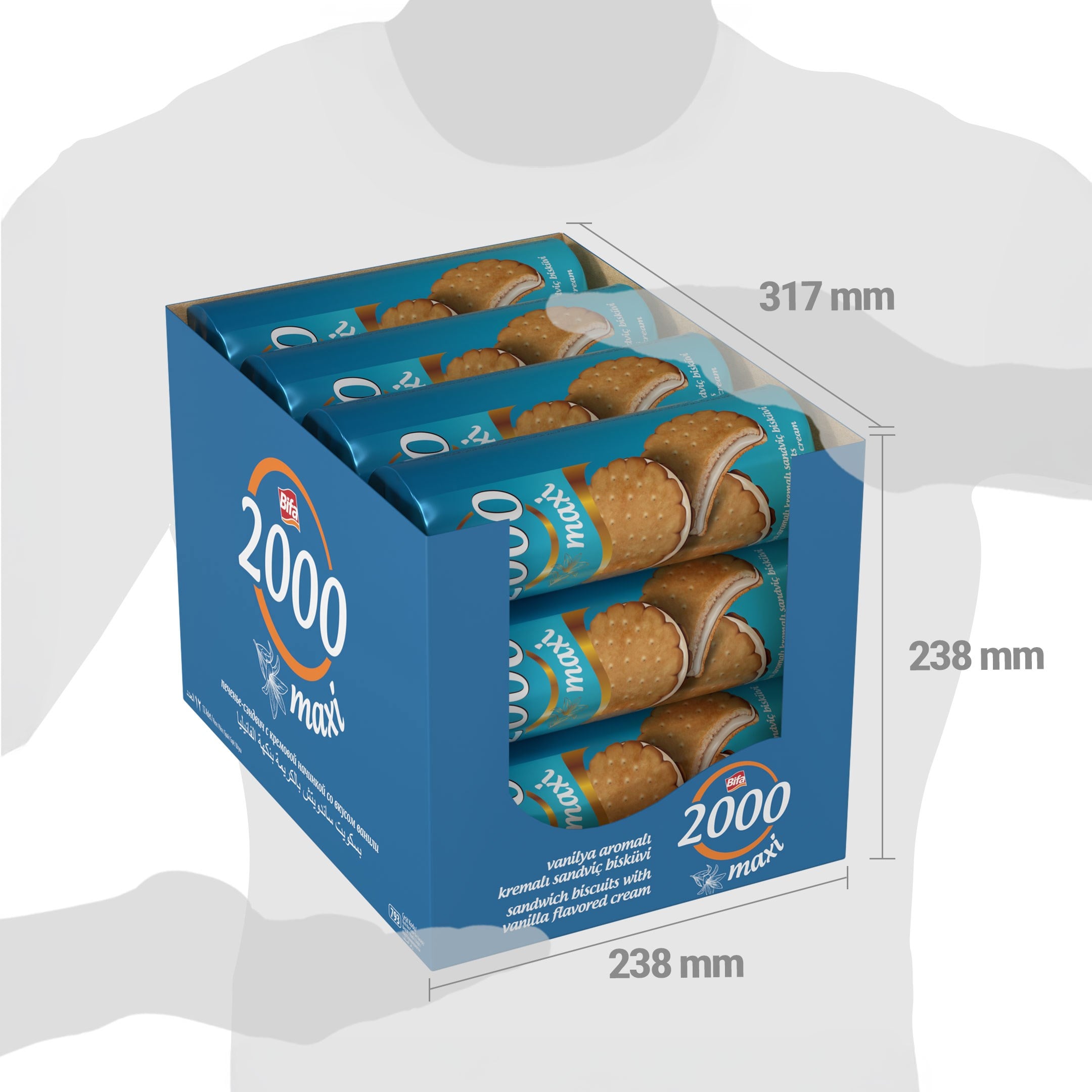 Bifa 2000 Vanilyalı Kremalı Sandviç Bisküvi 500 gr x 12 Adet