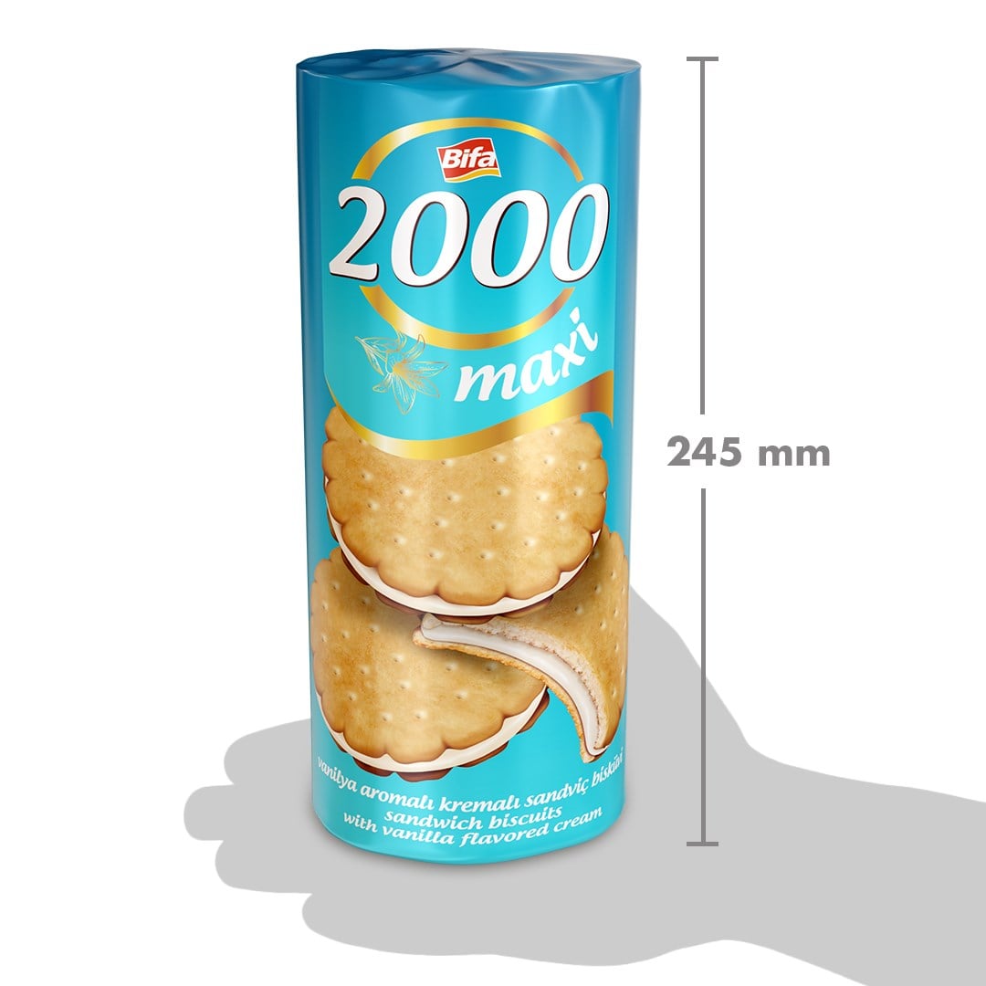 Bifa 2000 Vanilyalı Kremalı Sandviç Bisküvi 500 gr x 12 Adet