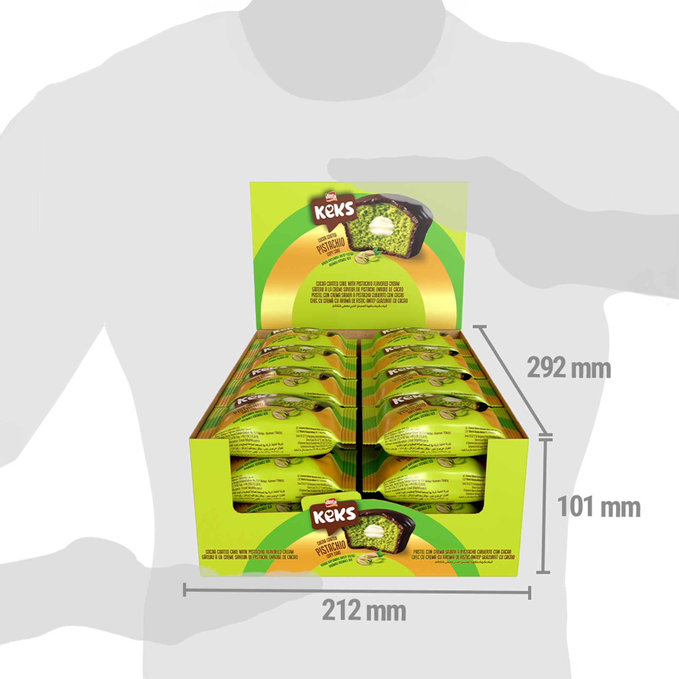 Bifa Keks Cupy Kek Kakao Kaplamalı Antep Fıstığı Aromalı Kremalı Kek 45 gr x 24 Adet