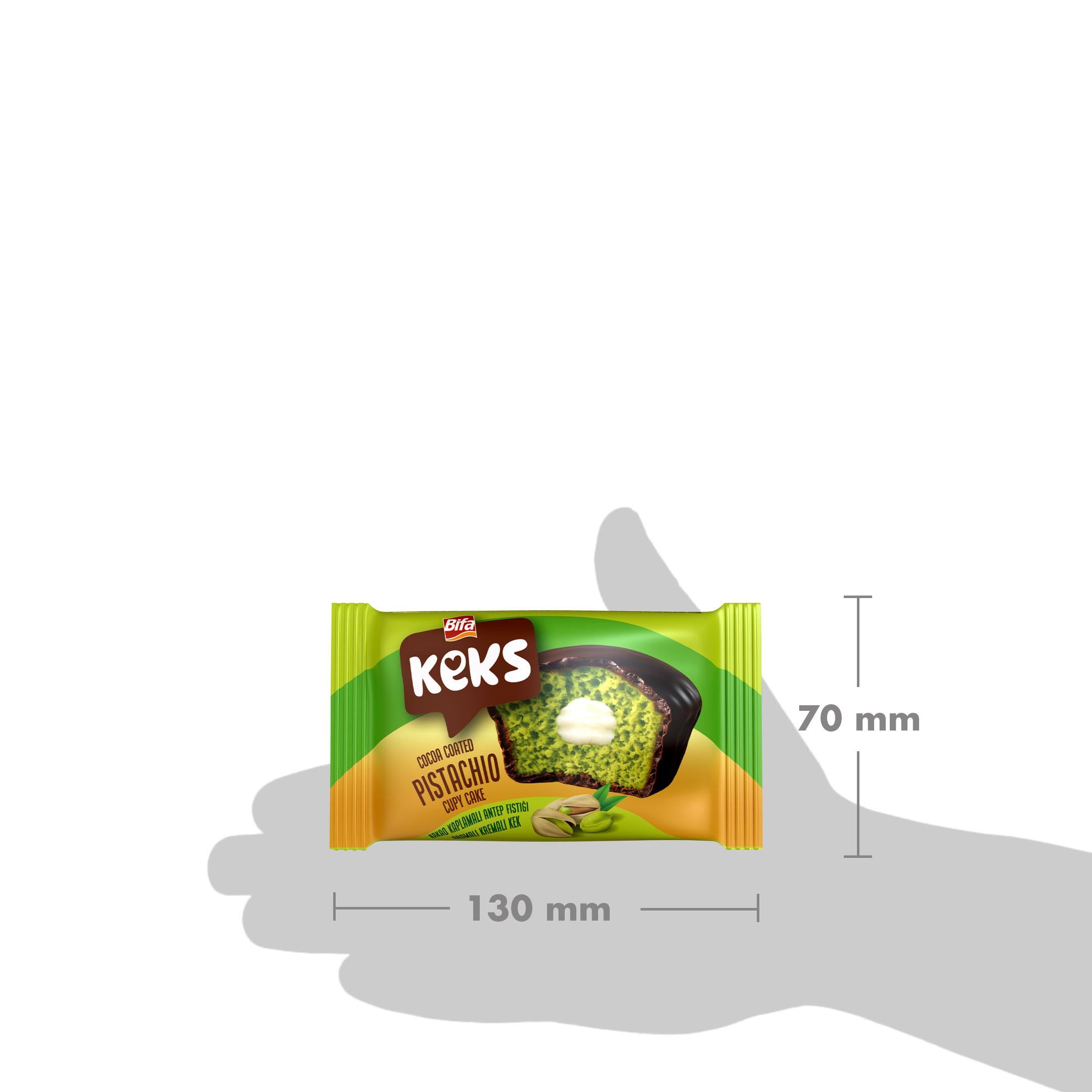 Bifa Keks Cupy Kek Kakao Kaplamalı Antep Fıstığı Aromalı Kremalı Kek 45 gr x 24 Adet