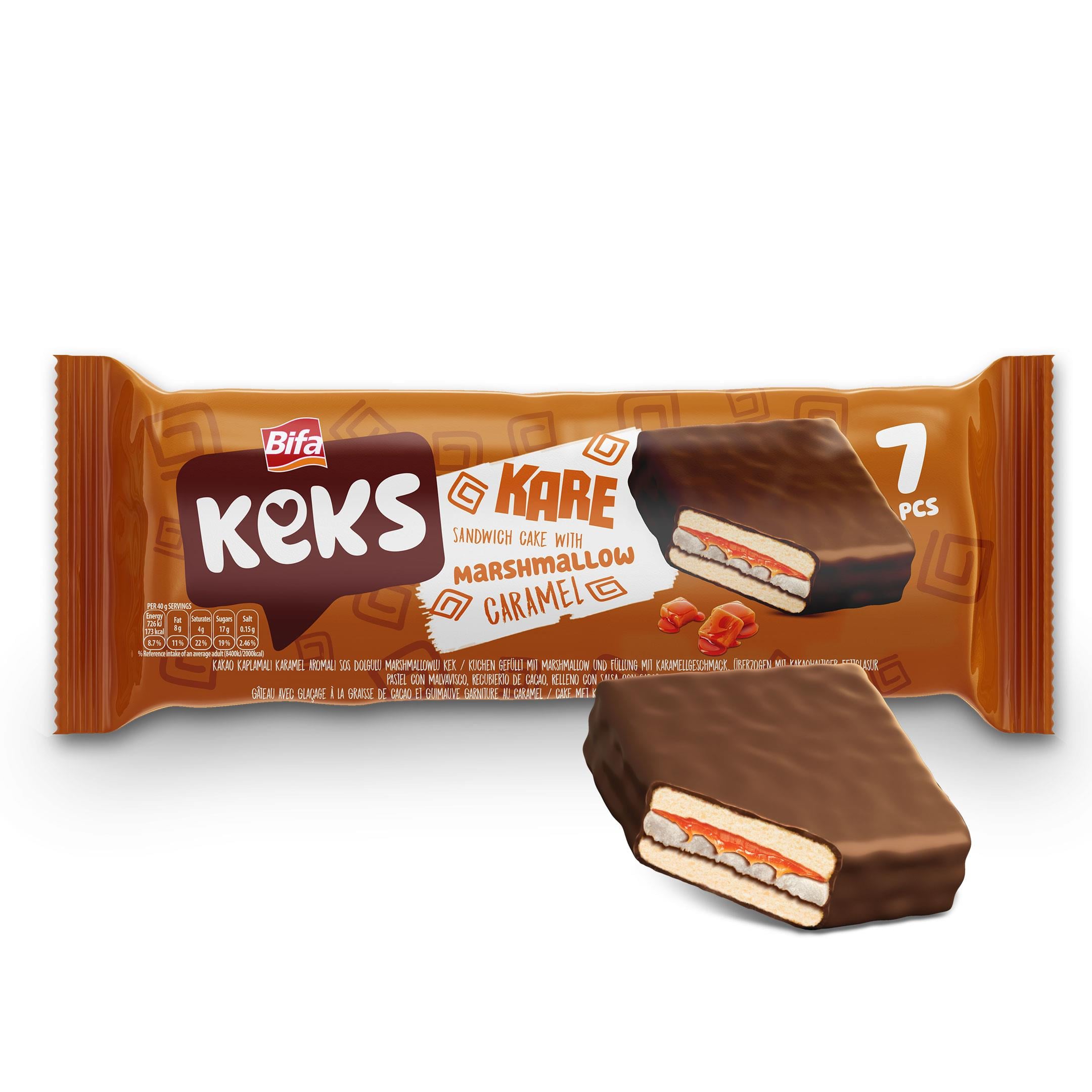 Bifa Keks Kare Kek Karamelli Marshmallowlu 175 gr x 2 Adet