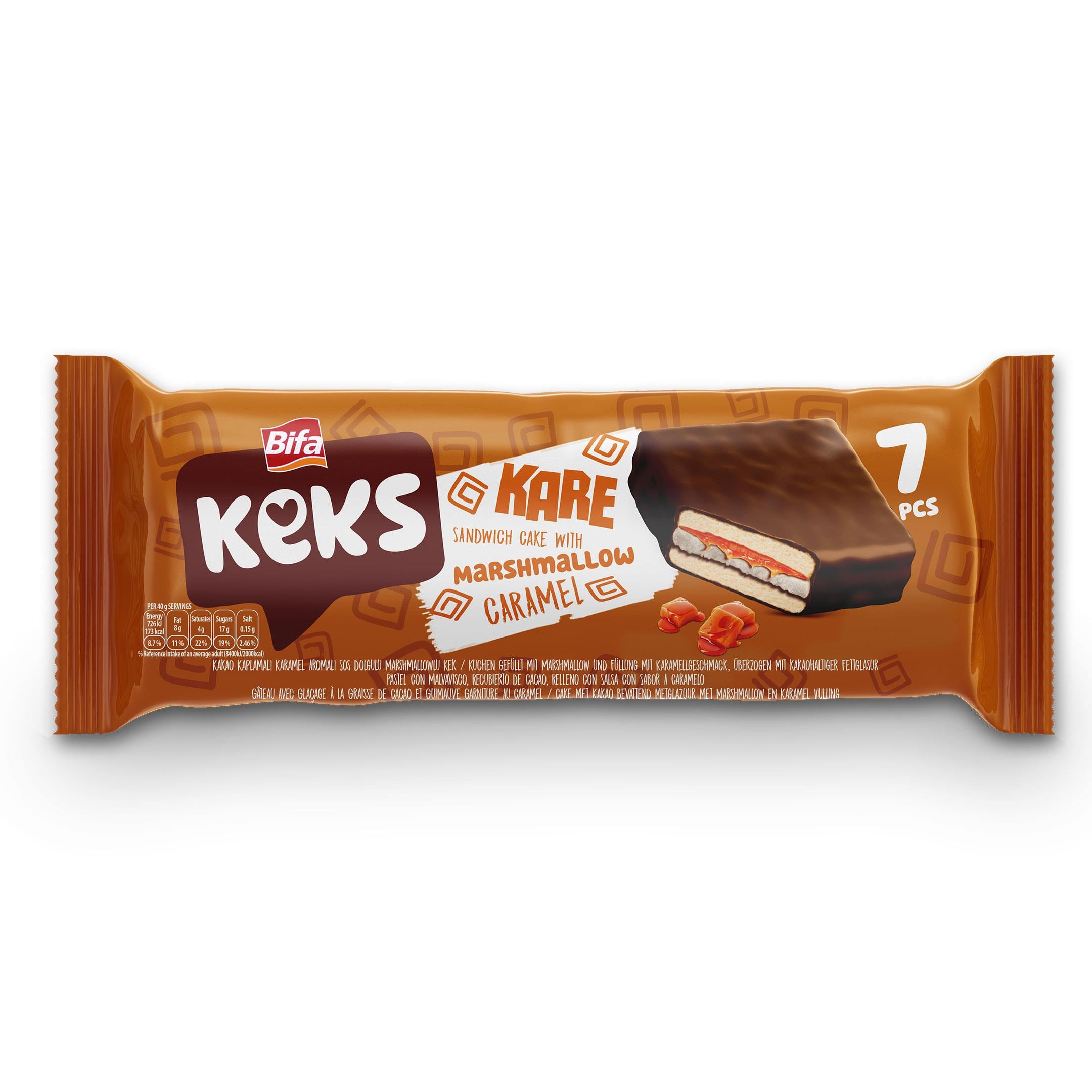 Bifa Keks Kare Kek Karamelli Marshmallowlu 175 gr x 2 Adet