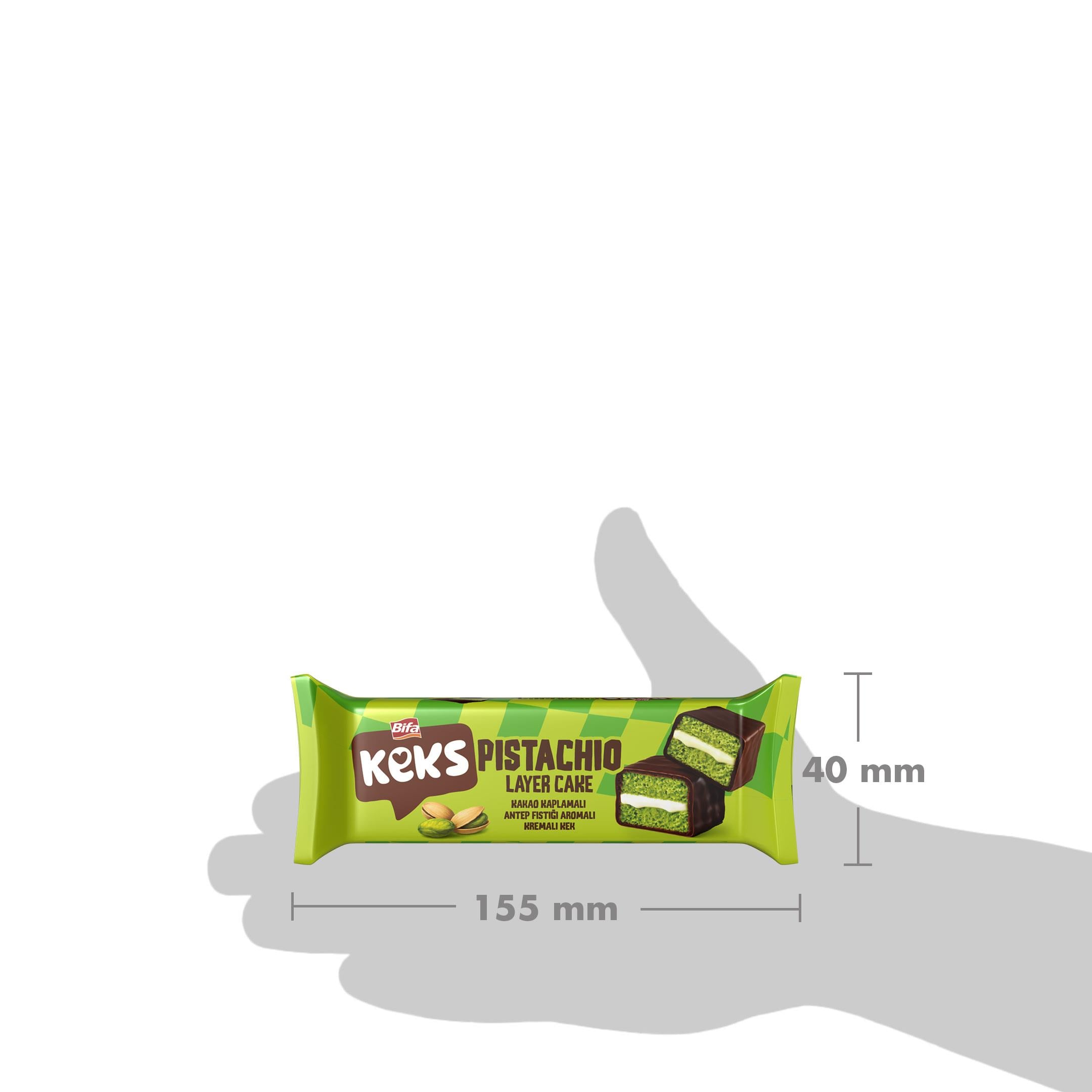Bifa Keks Layer Kaplamalı Antep Fıstığı Aromalı Kremalı Kek 45 gr x 24 Adet