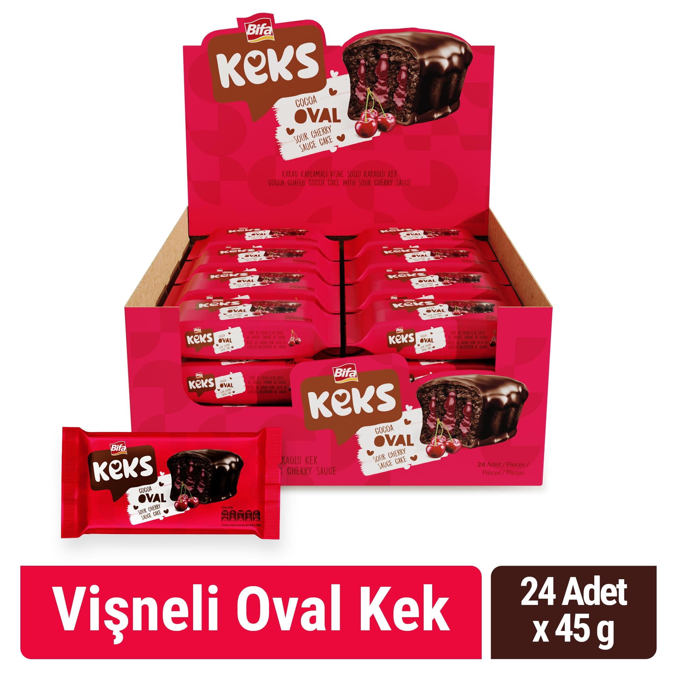 Bifa Keks Oval Cake with Cherry 45 gr x 24 Pieces