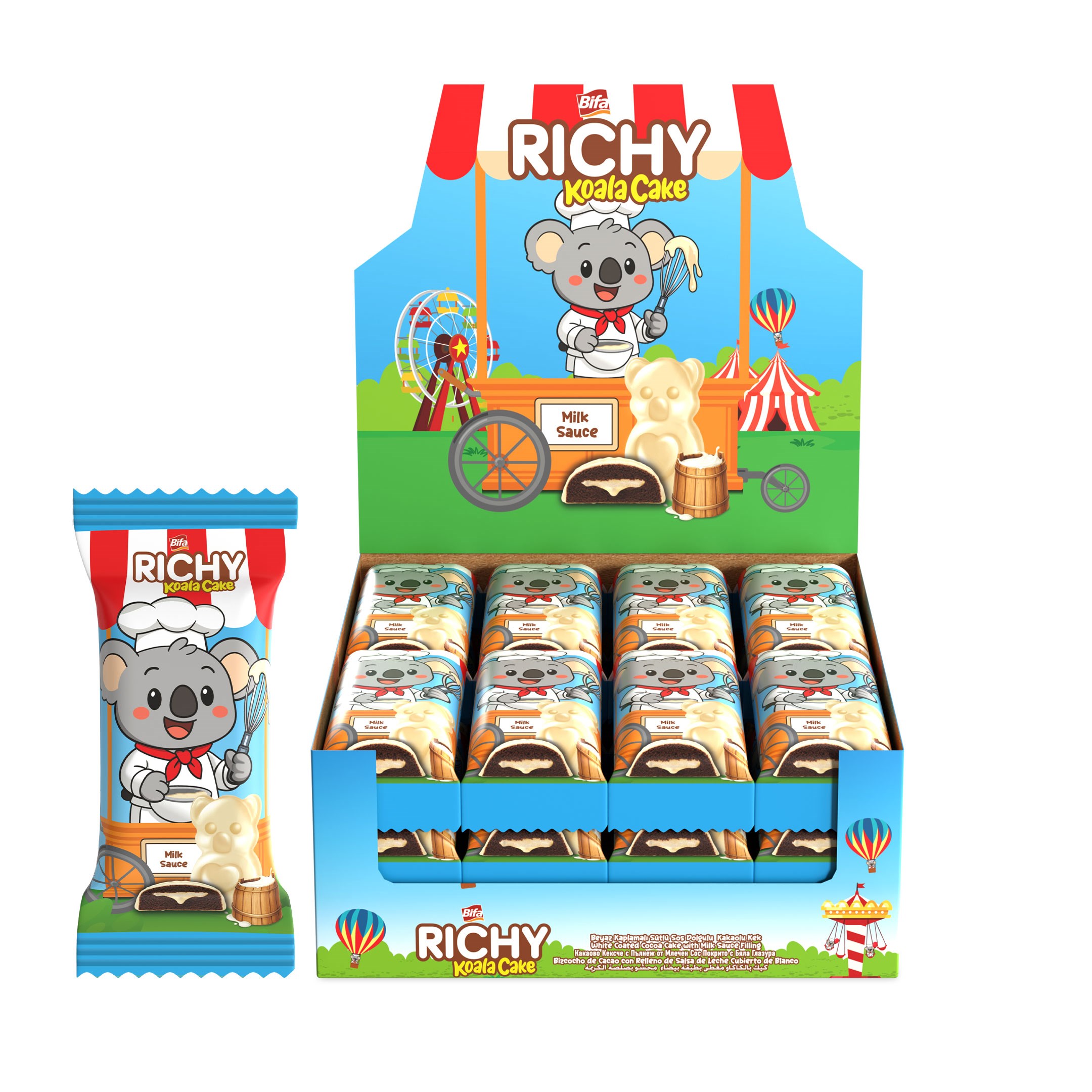 Bifa Richy Kaplamalı Sütlü Sos Dolgulu Kakaolu Kek 55 gr x 24 Adet