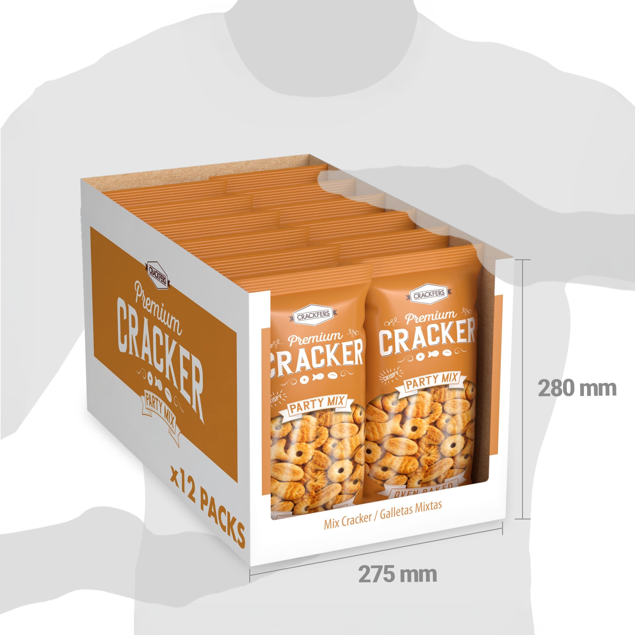 Crackfers Mix Maxi Boy Kraker - Balık - Nokta - Badem 300 gr x 12 Adet