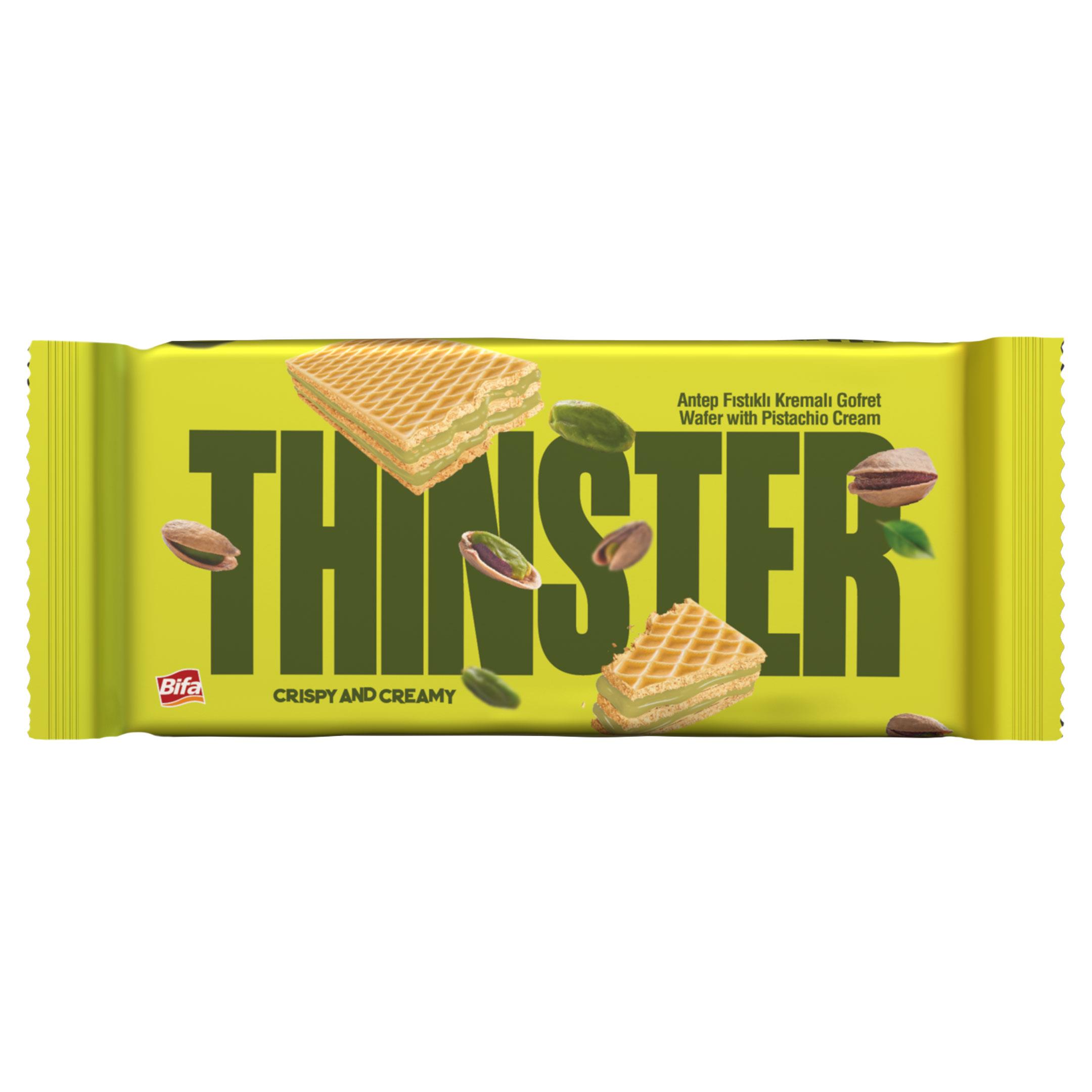 Thinster Antep Fıstıklı Kremalı Gofret 55 gr x 24 adet