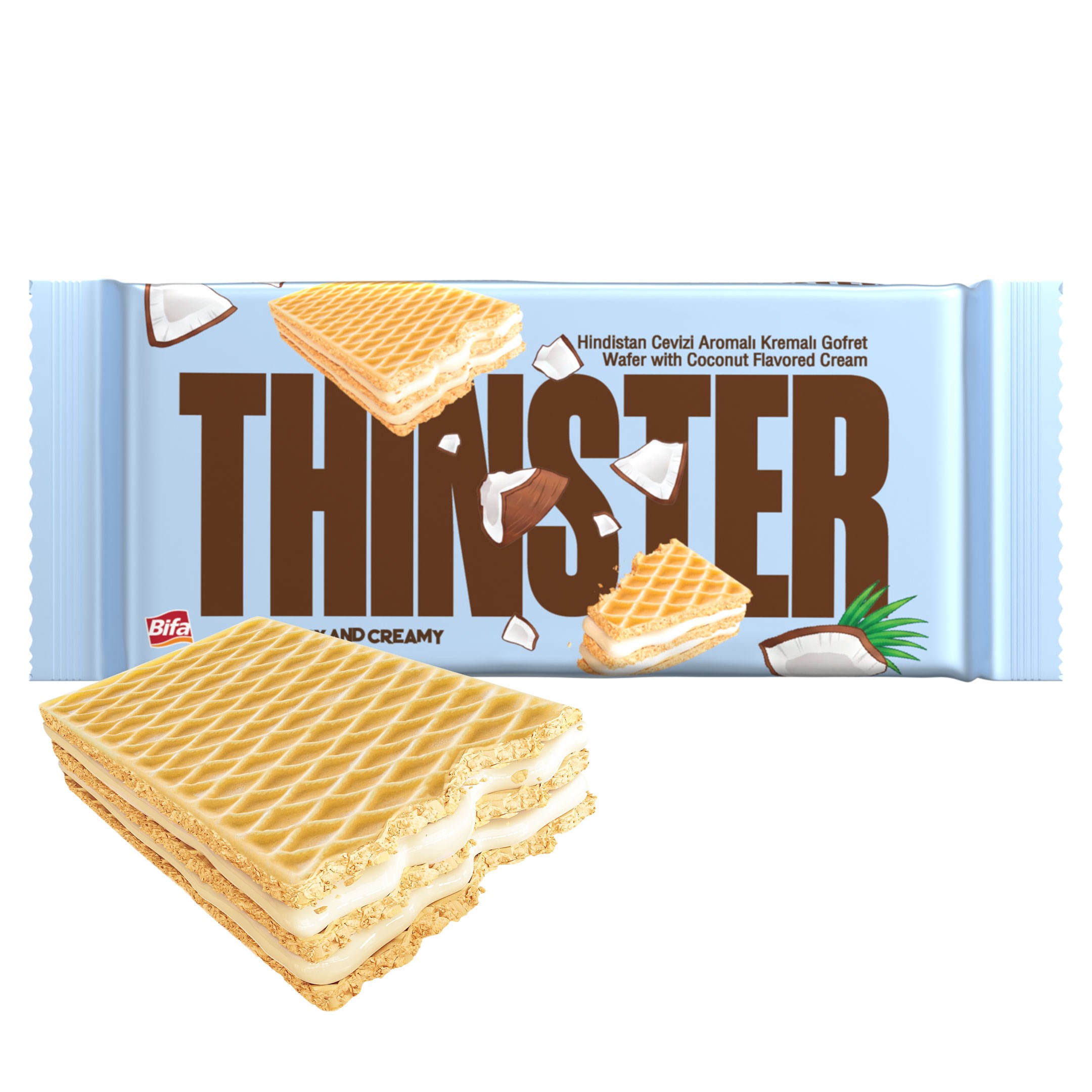 Thinster Hindistan Cevizli Kremalı Gofret 55 gr x 24 adet