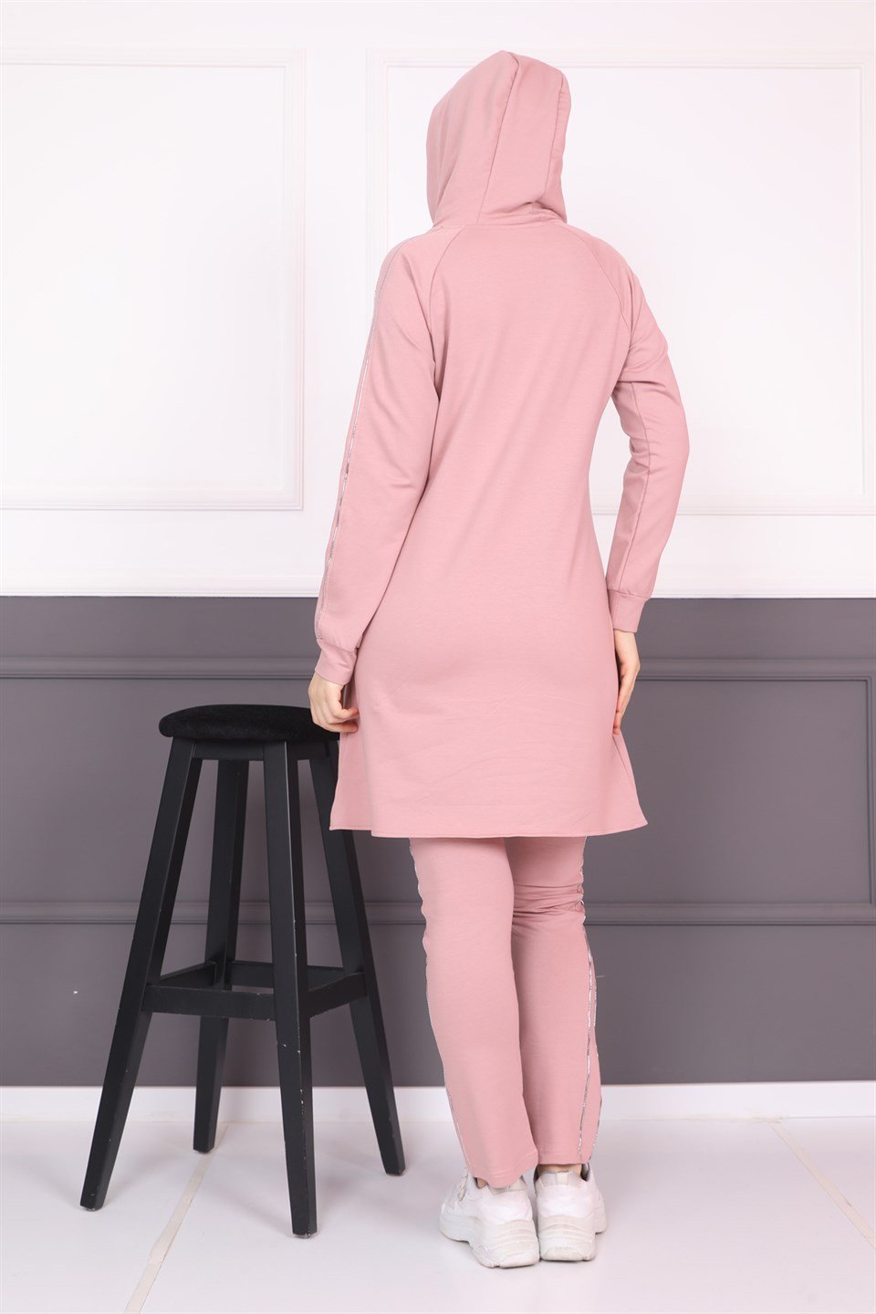 560198079 - Bayan Biyeli Fermuarlı Kapüşonlu Tesettür Eşofman Takımı -westbound