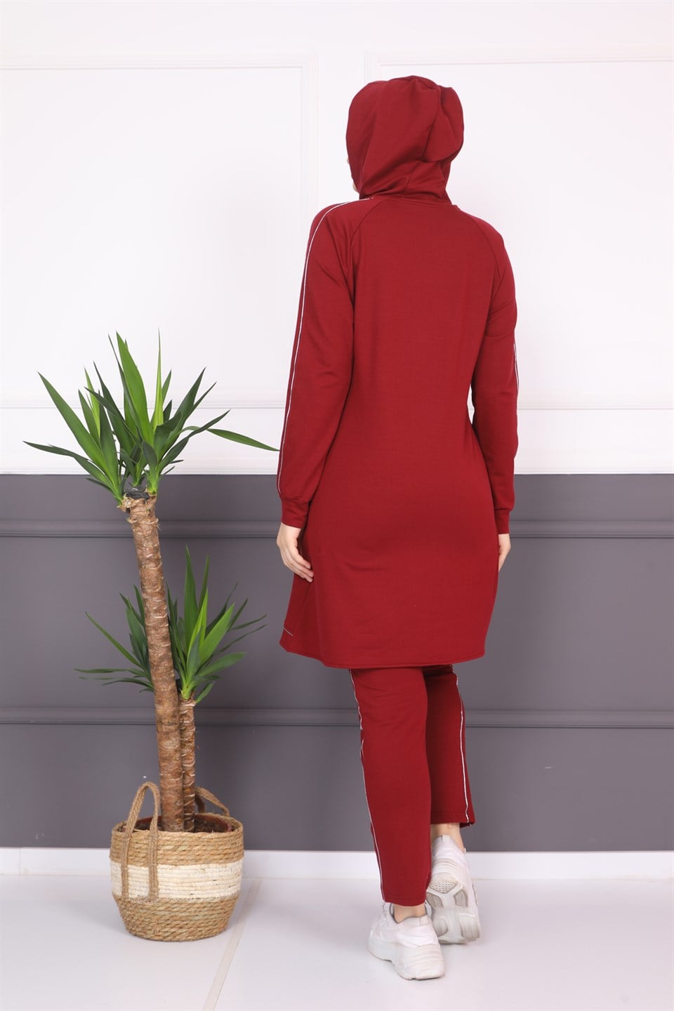 9020419670 - Bayan Biyeli Fermuarlı Kapüşonlu Tesettür Eşofman Takımı -westbound