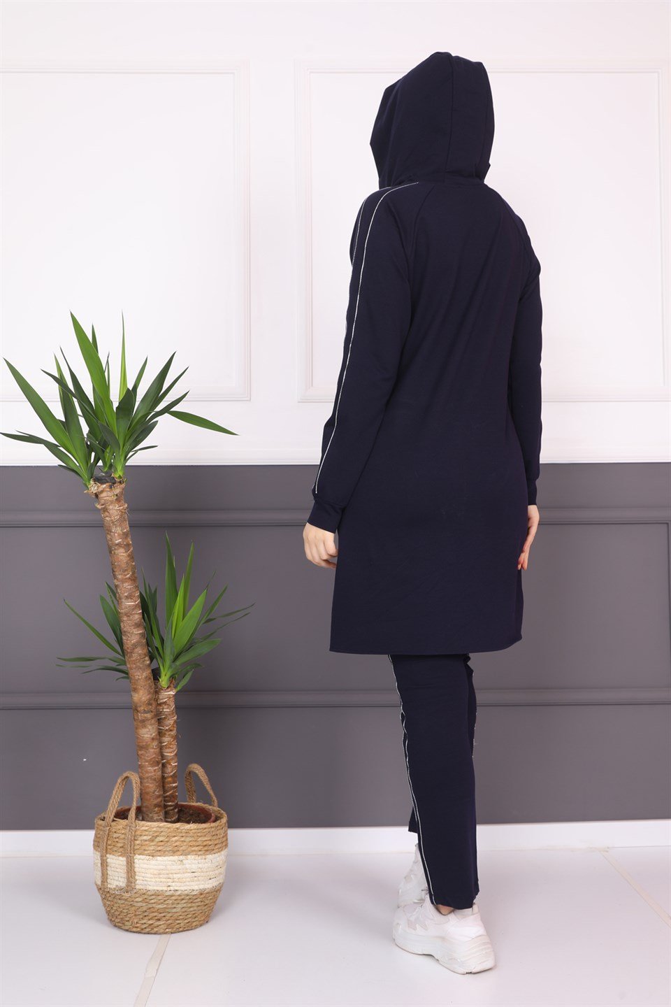 4902307901 - Bayan Biyeli Fermuarlı Kapüşonlu Tesettür Eşofman Takımı -westbound