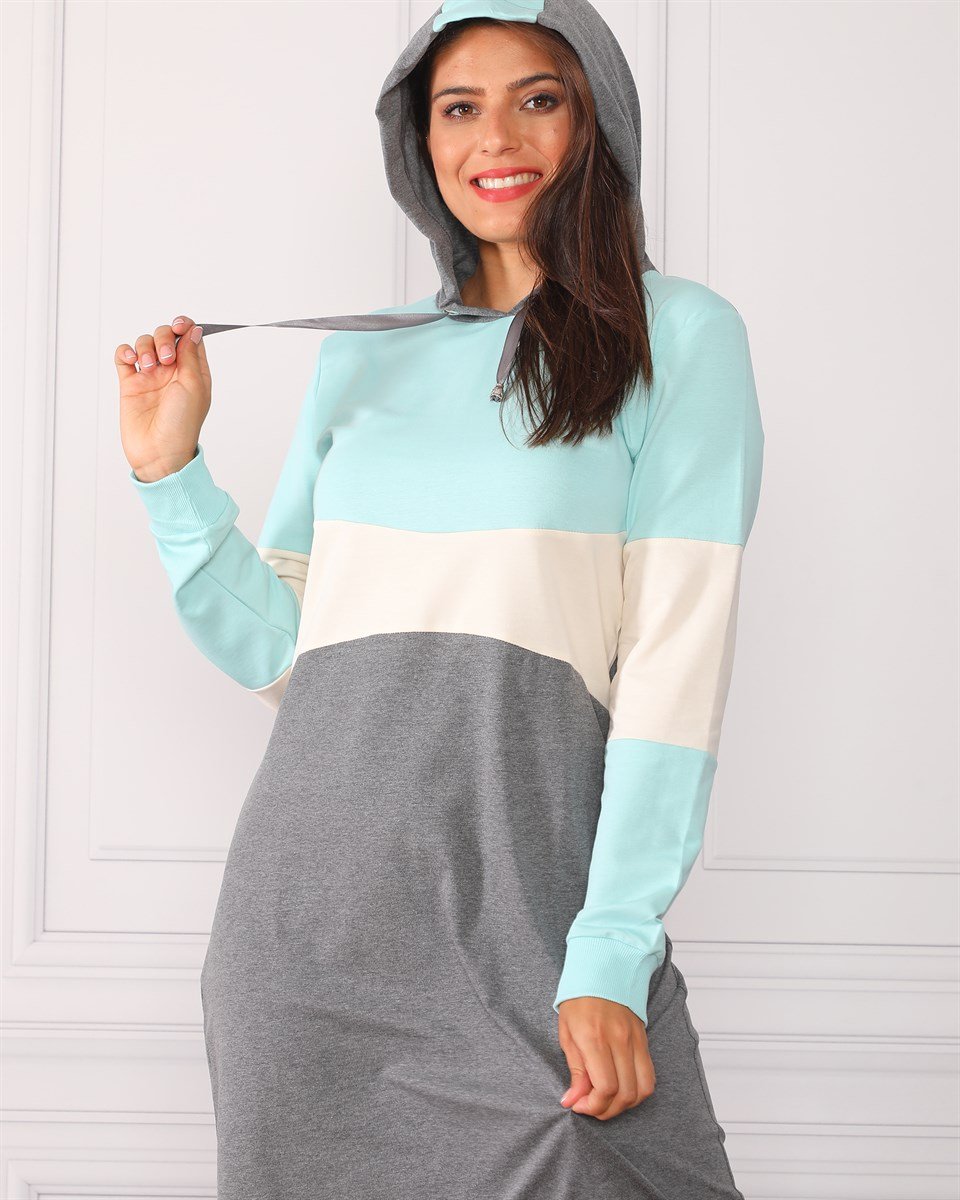 09924371 - Bayan Garnili Kapüşonlu Elbise -westbound