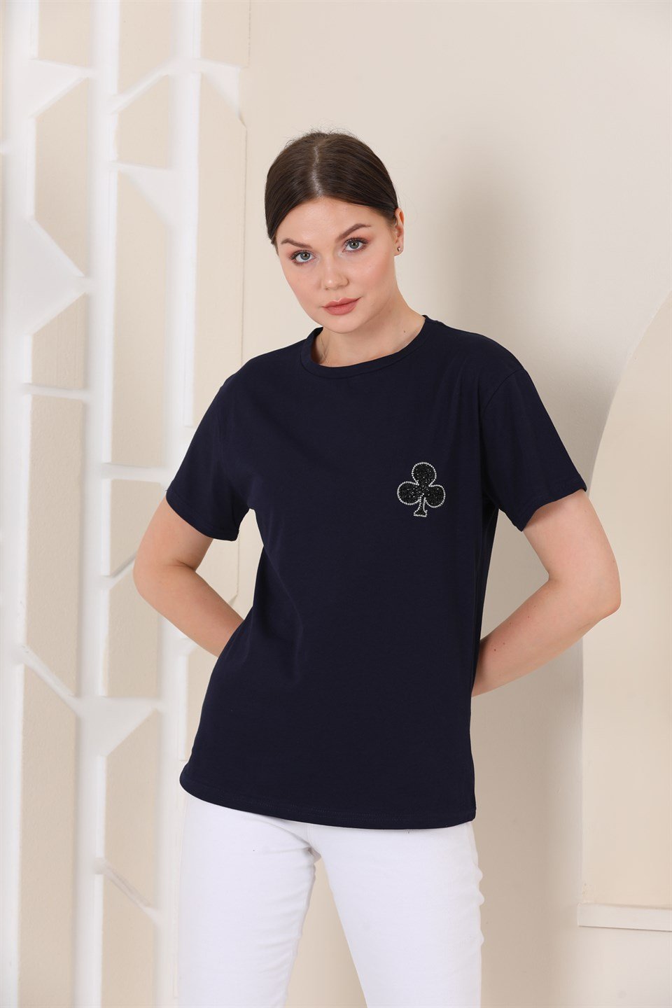 4395107639 - Bayan Taş Baskılı T-shirt -westbound