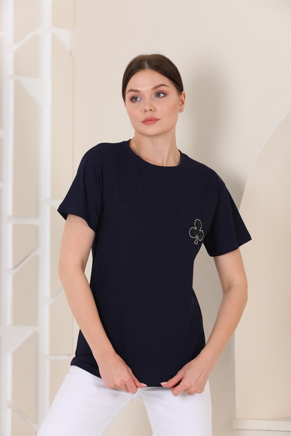 4395107639 - Bayan Taş Baskılı T-shirt -westbound