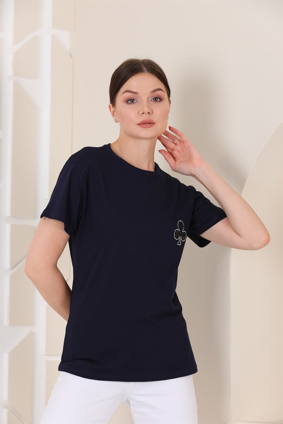 4395107639 - Bayan Taş Baskılı T-shirt -westbound