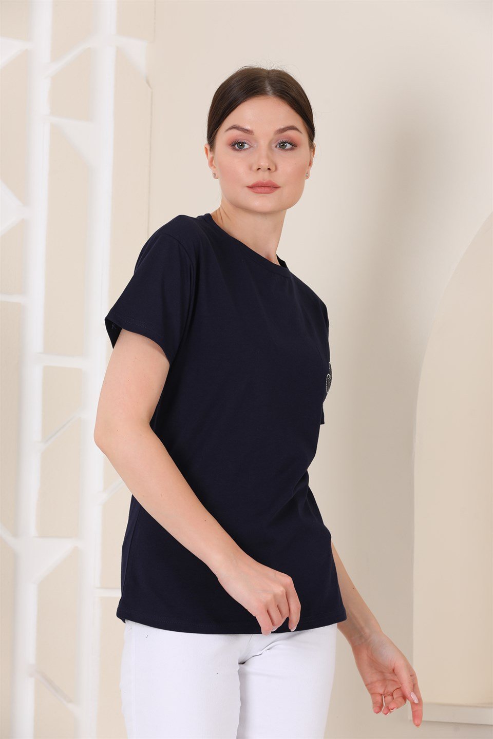 4395107639 - Bayan Taş Baskılı T-shirt -westbound