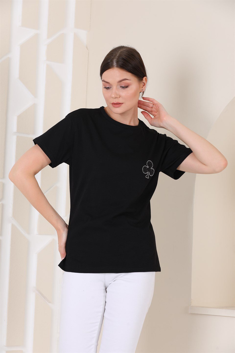 5120617309 - Bayan Taş Baskılı T-shirt -westbound