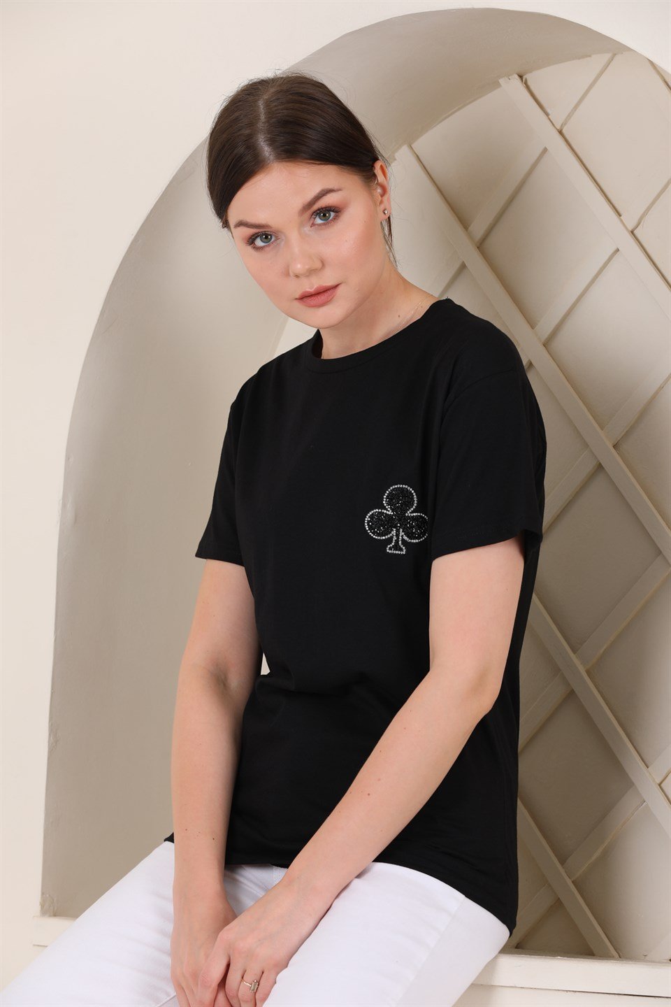 5120617309 - Bayan Taş Baskılı T-shirt -westbound