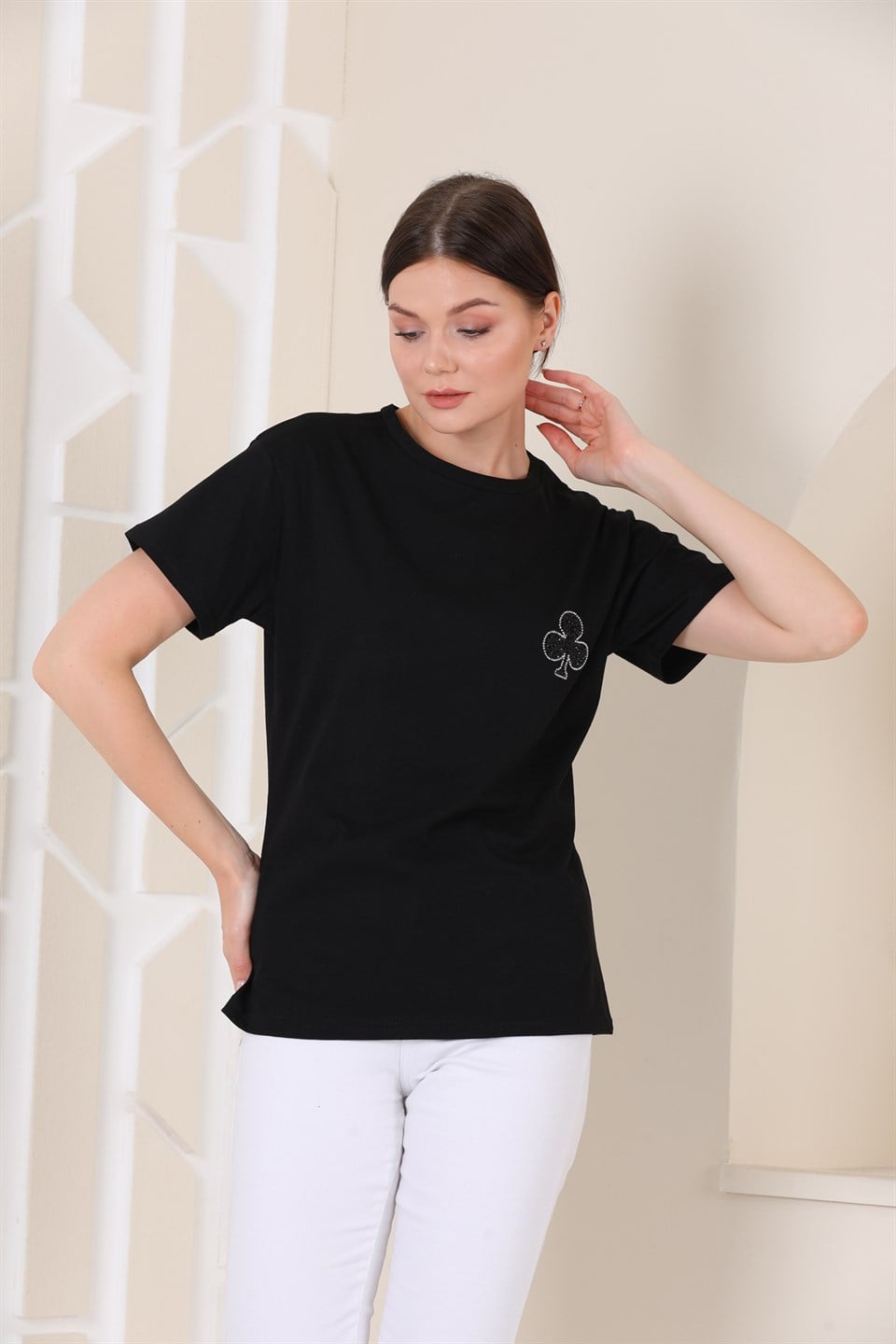5120617309 - Bayan Taş Baskılı T-shirt -westbound