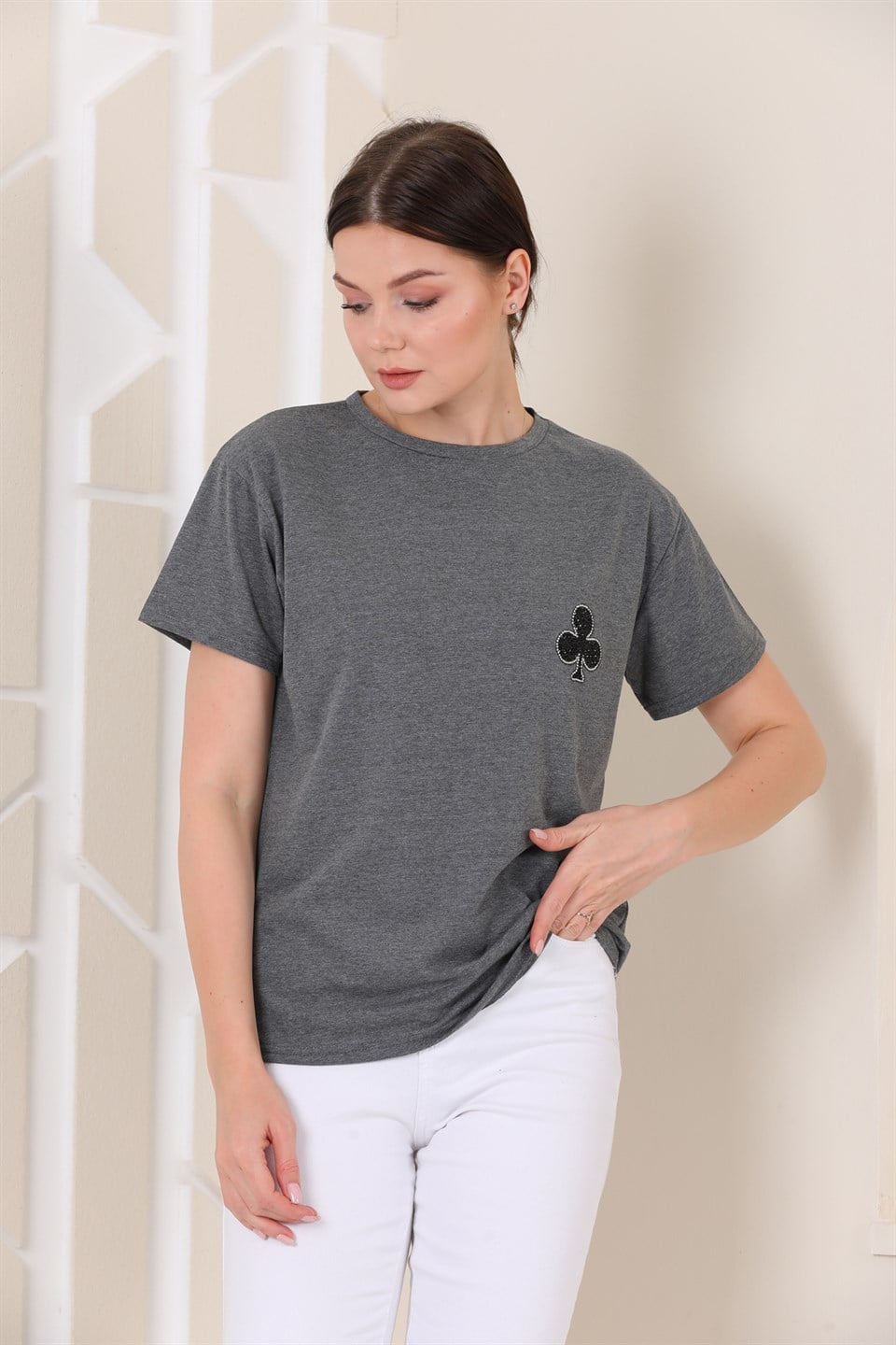 7109554305 - Bayan Taş Baskılı T-shirt -westbound