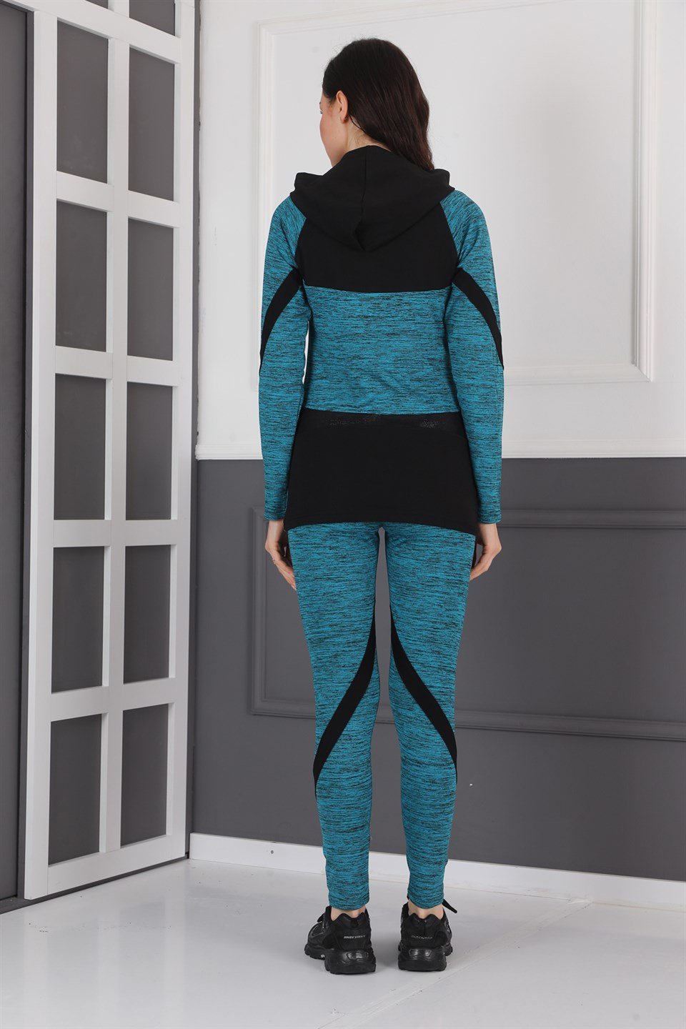 809062107 - Bayan Yoga - Spor Antreman Eşofman Takımı  - Kapüşonlu - Fermuarlı -westbound