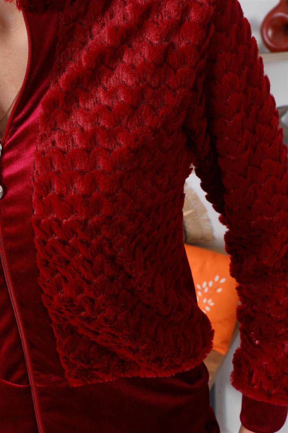 329 - BORDO Peluş Kadife Kadın Eşofman Takımı -westbound