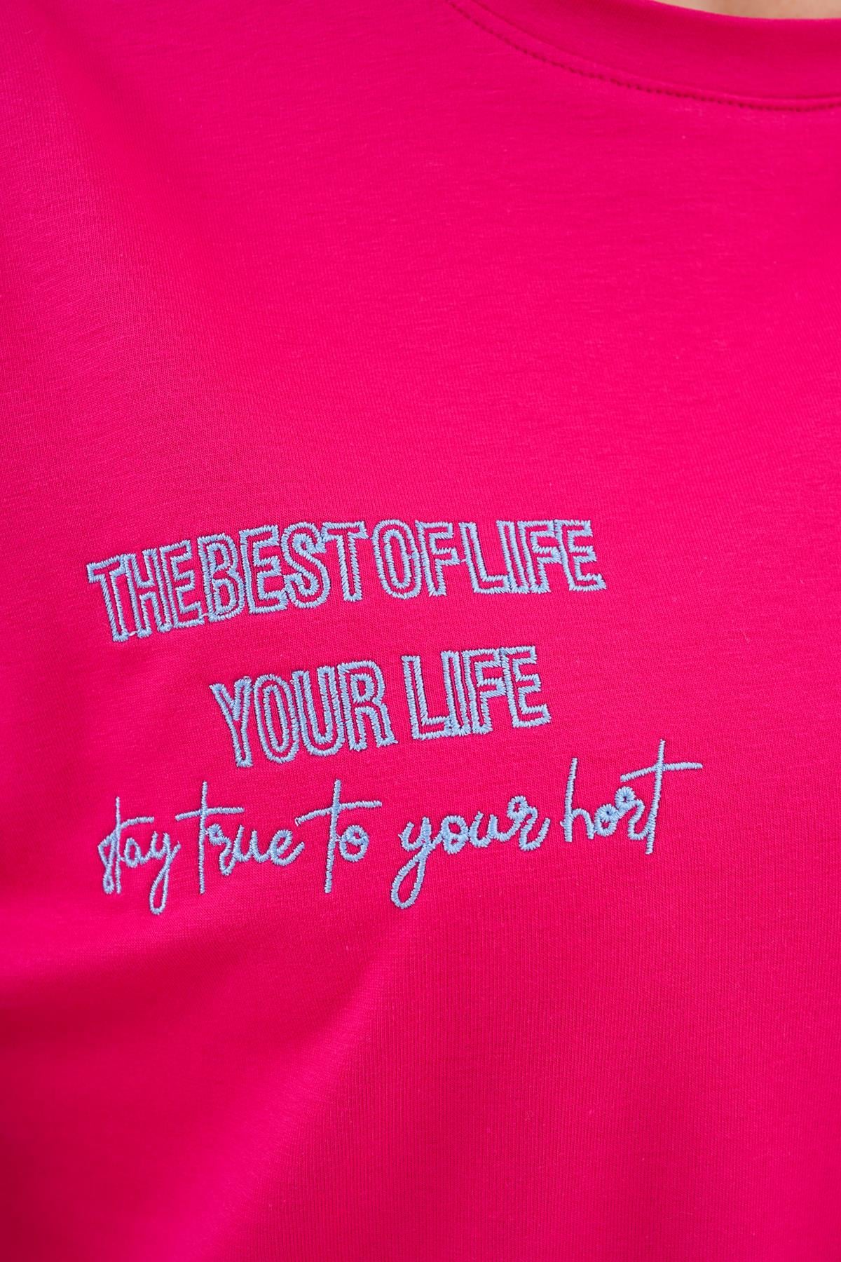 711 - Fuşya Yıldız Desenli Bisiklet Yaka Kadın Sweatshirt Tunik 711 -westbound