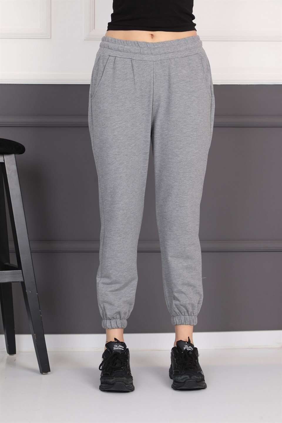 30851019207 - Gri Jogger Lastikli Paça Kadın Eşofman Altı Pantolon -westbound