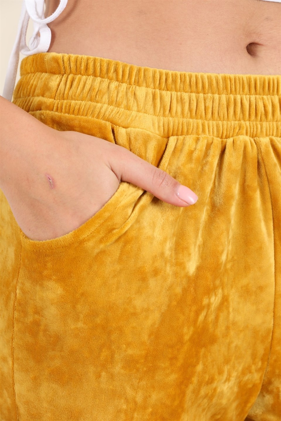 177-2-XXL - Hardal Renk Kadife Eşofman Altı - Pijama - Jogger Model -westbound