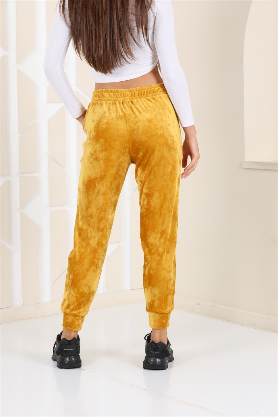177-2-XXL - Hardal Renk Kadife Eşofman Altı - Pijama - Jogger Model -westbound