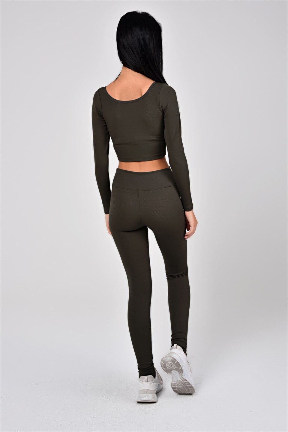Aff-Fit-030 - İpli Büzgülü Crop Bustiyer - Siyah -westbound